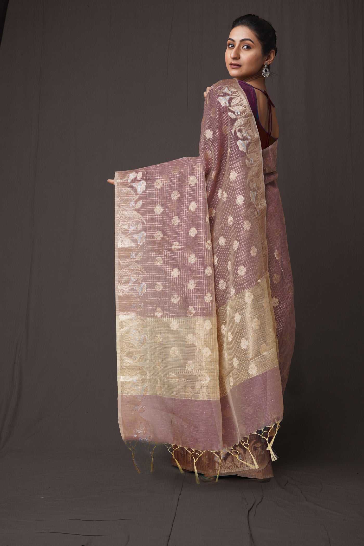 Pink  Chanderi Sico Saree-UNM81337