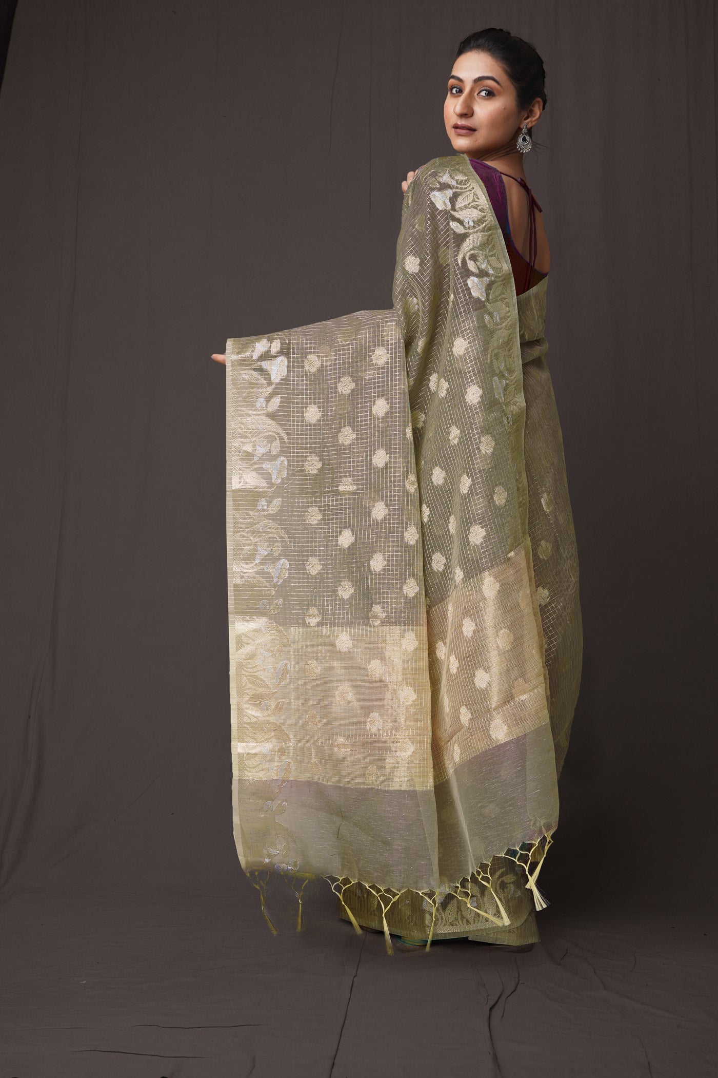 Green  Chanderi Sico Saree-UNM81338