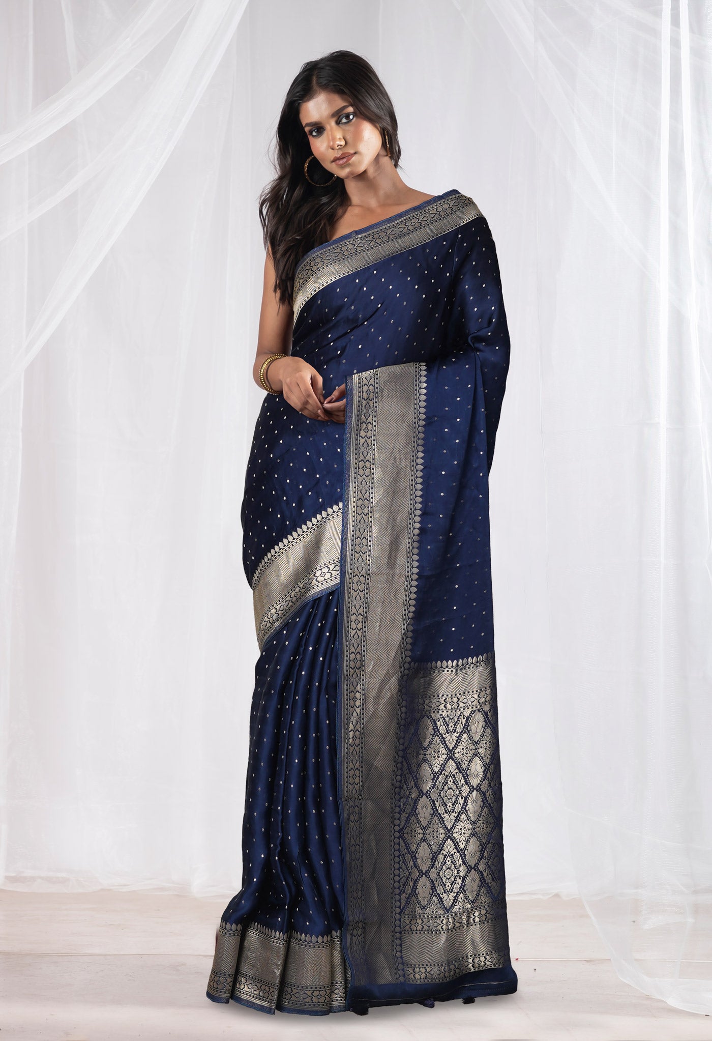 Grey  Chanderi Sico Saree-UNM81334