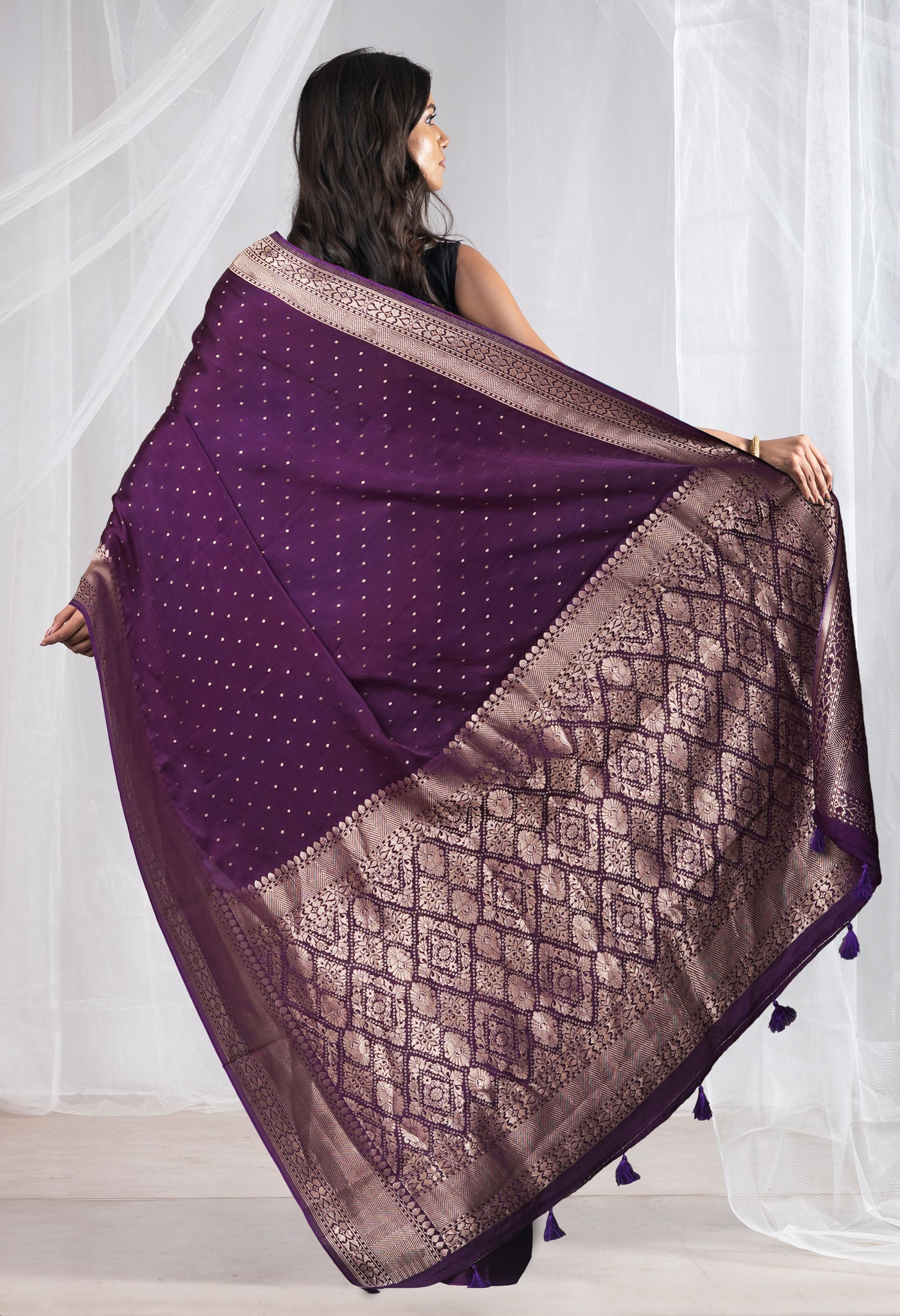 Violet Pure  Banarasi Soft Silk Saree-UNM81346