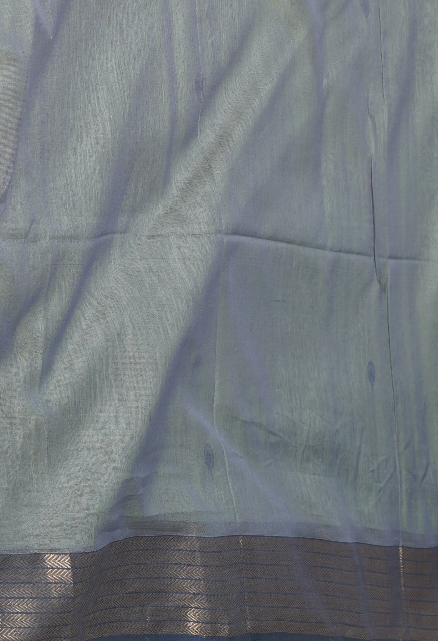 Green-Grey Pure Handloom Maheshwari Sico Saree-UNM81352