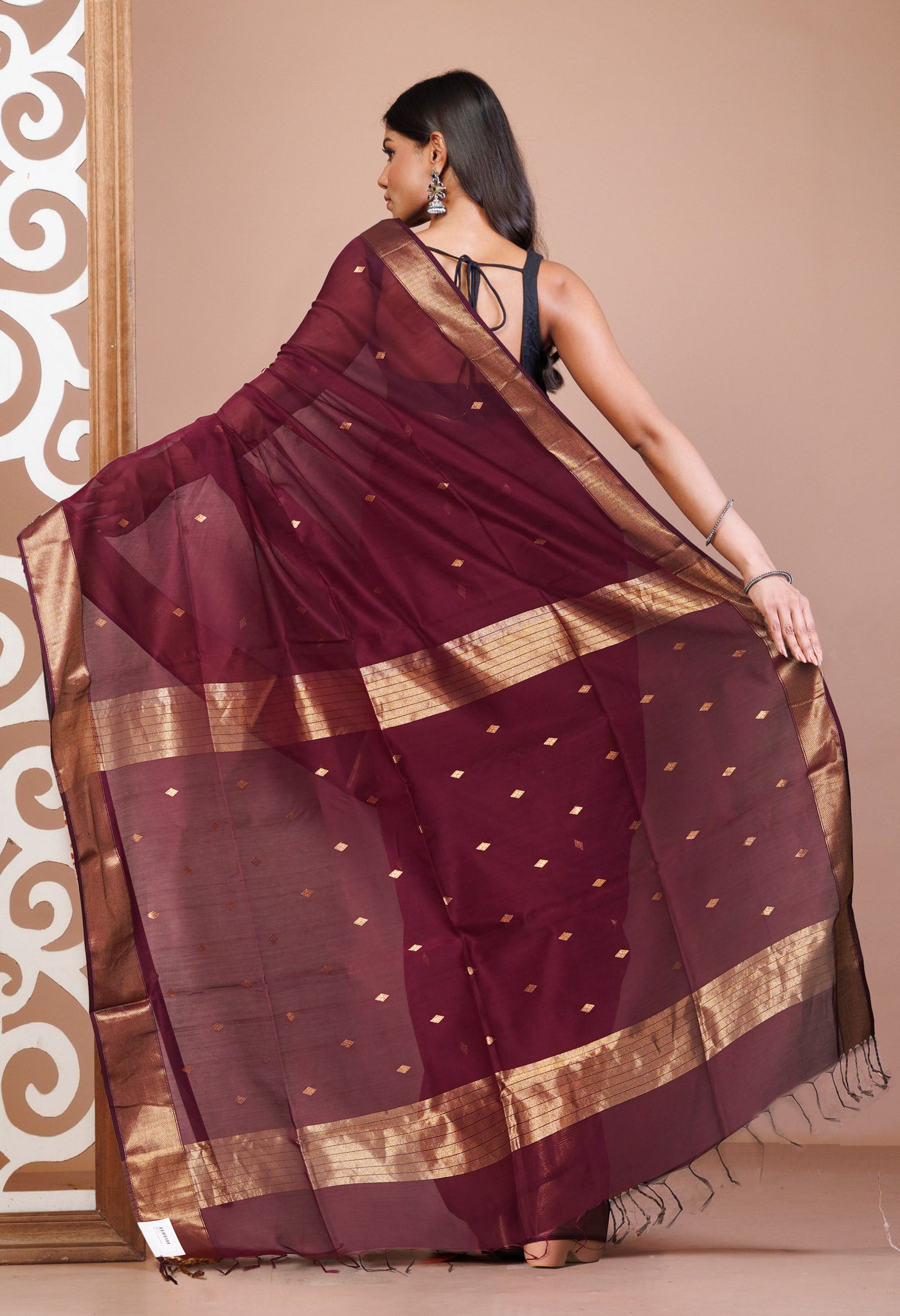 Dark Purple Pure Handloom Maheshwari Sico Saree-UNM81354