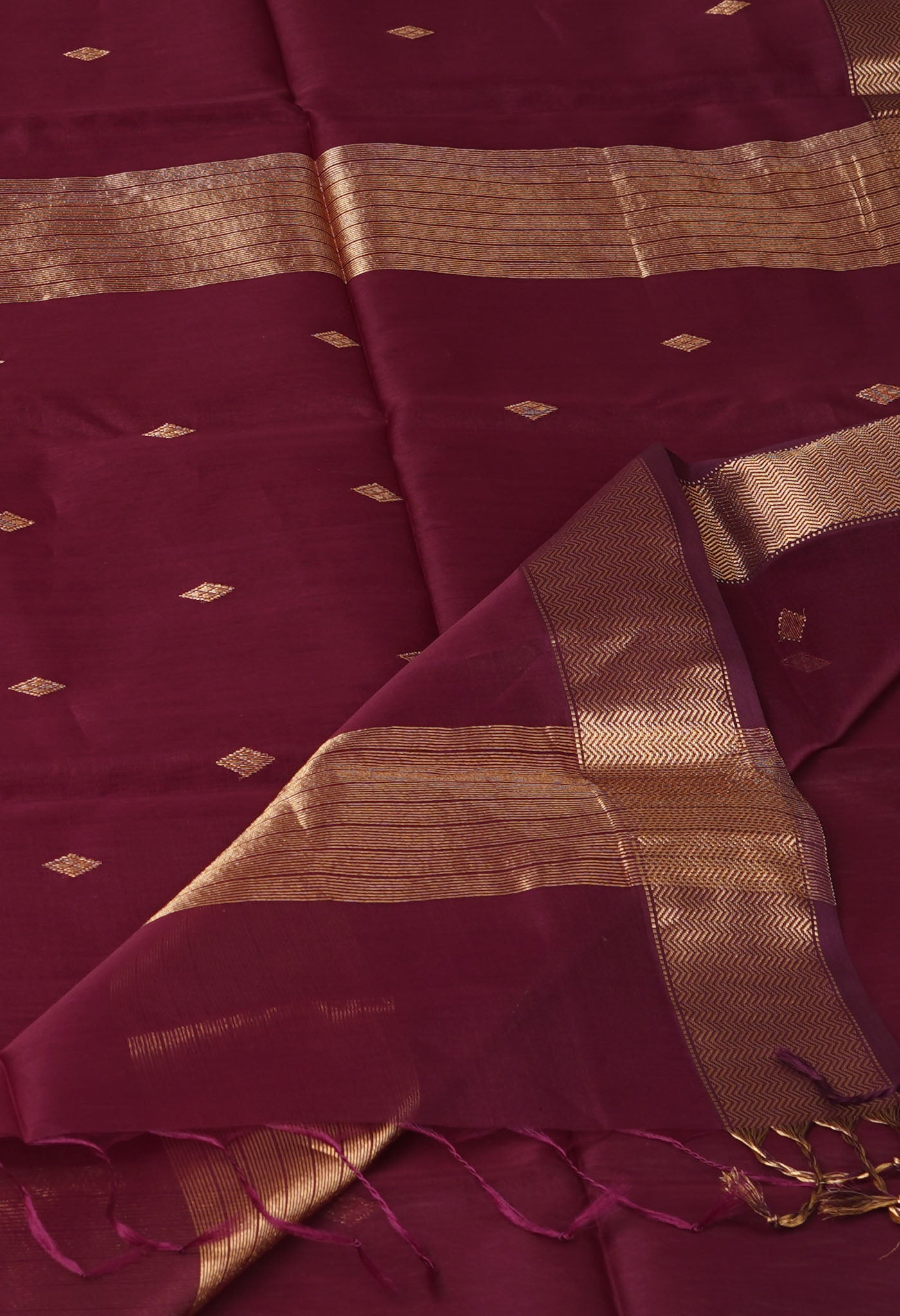 Dark Purple Pure Handloom Maheshwari Sico Saree-UNM81354