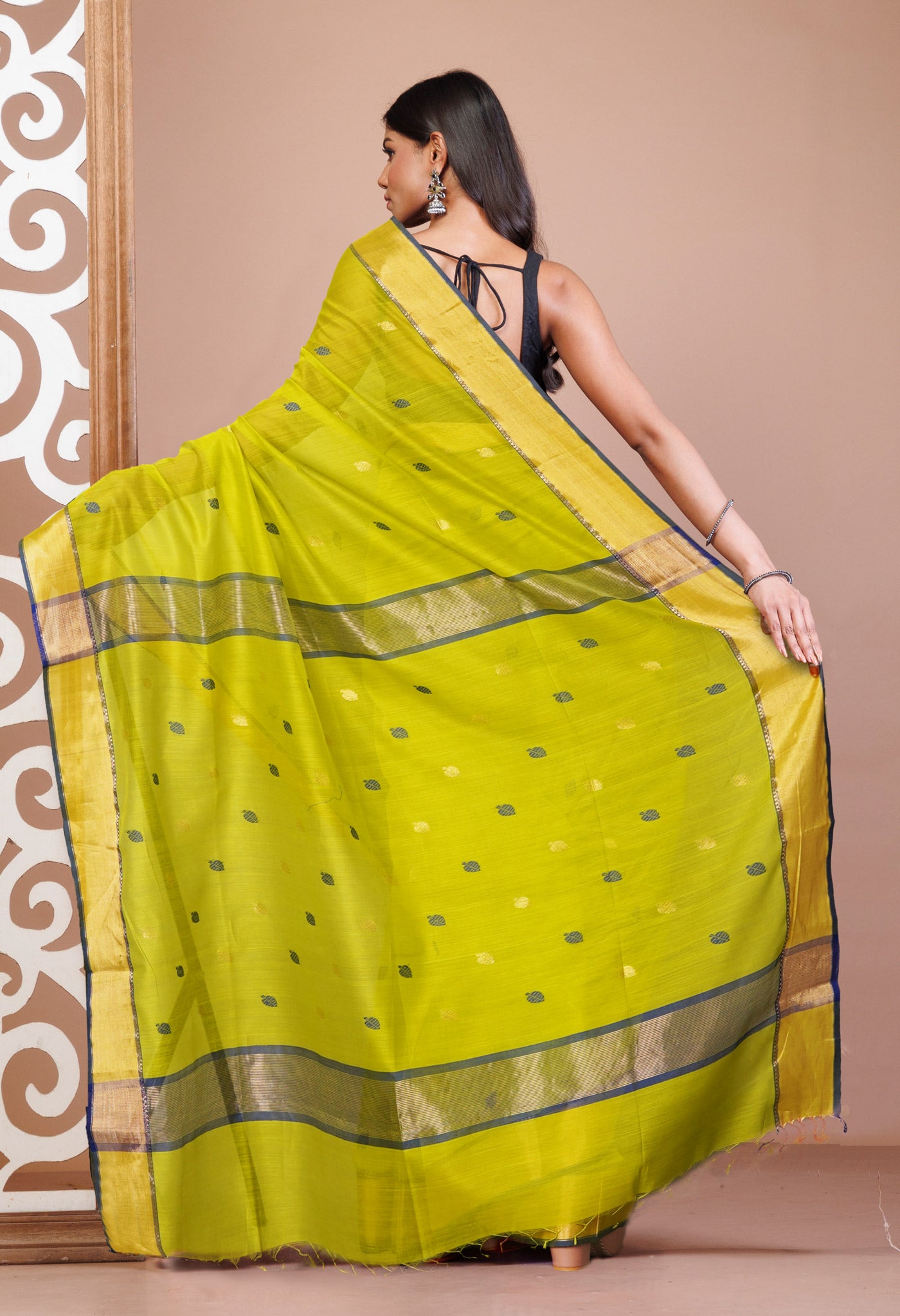 Green Pure Handloom Maheshwari Sico Saree-UNM81364