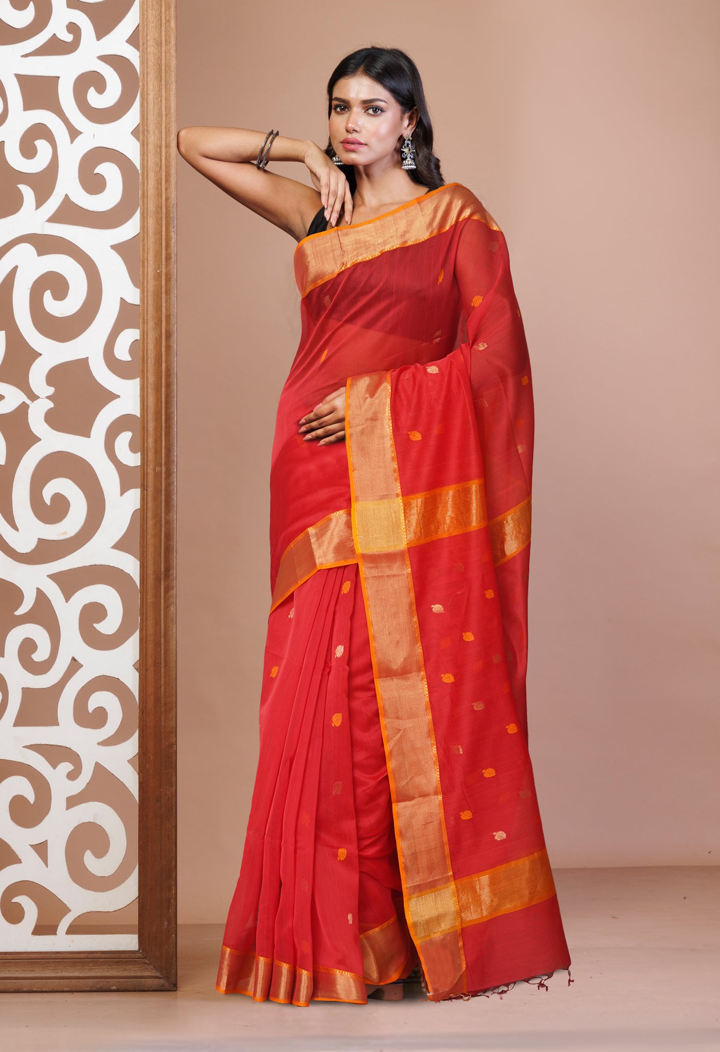 Pink Pure Handloom Maheshwari Sico Saree-UNM81365