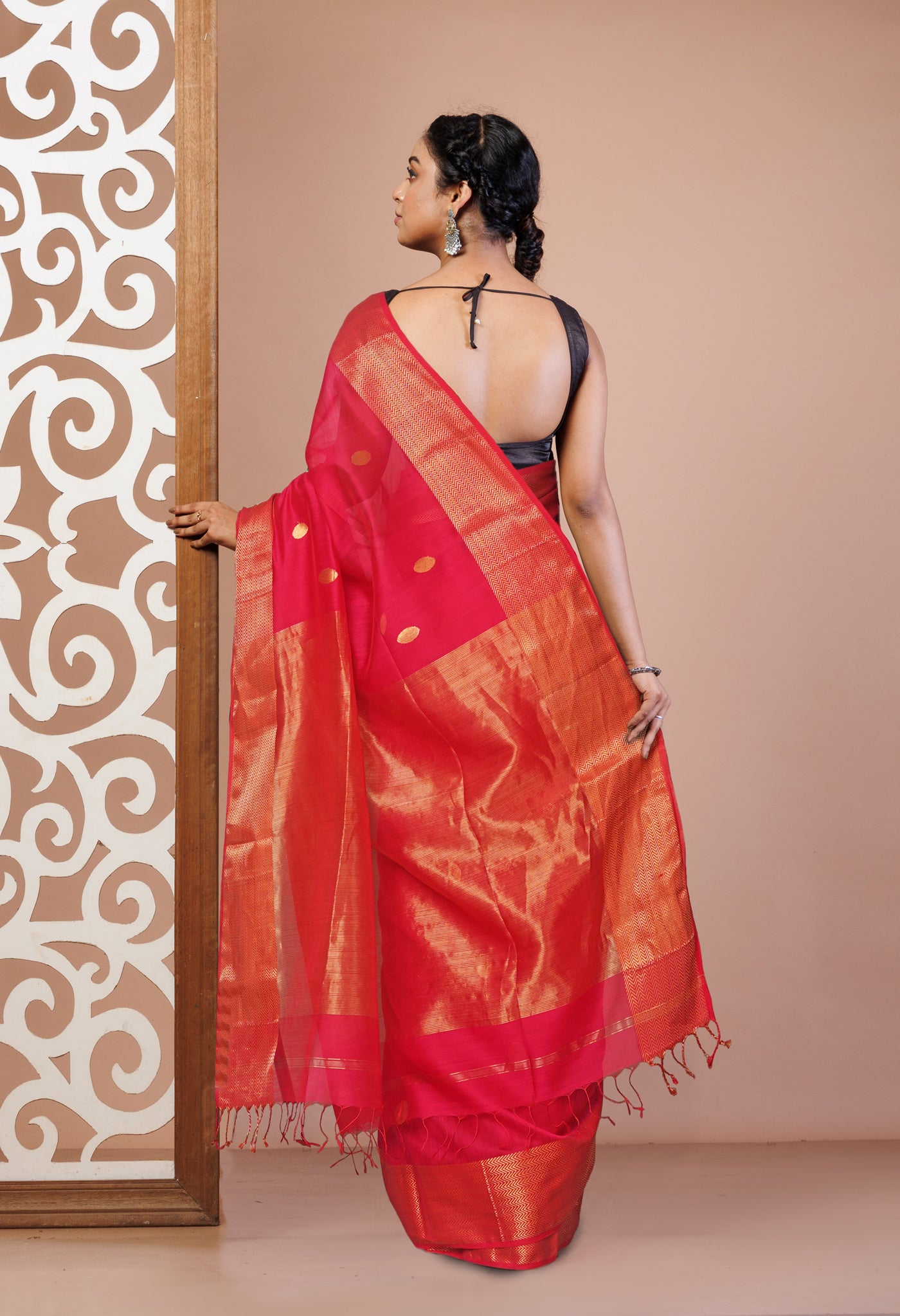 Pink Pure Handloom Maheshwari Sico Saree-UNM81367