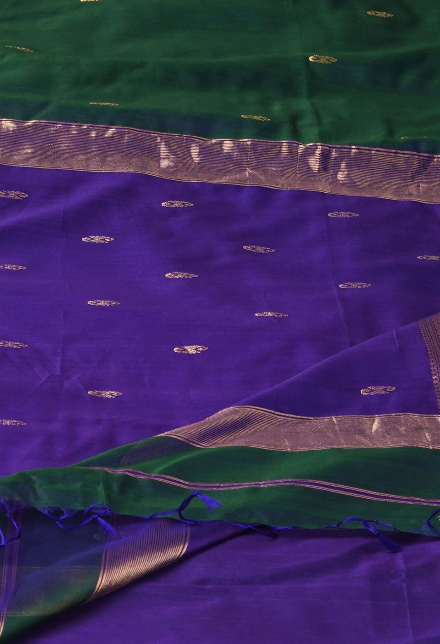 Green-Violet Pure Handloom Maheshwari Sico Saree-UNM81368