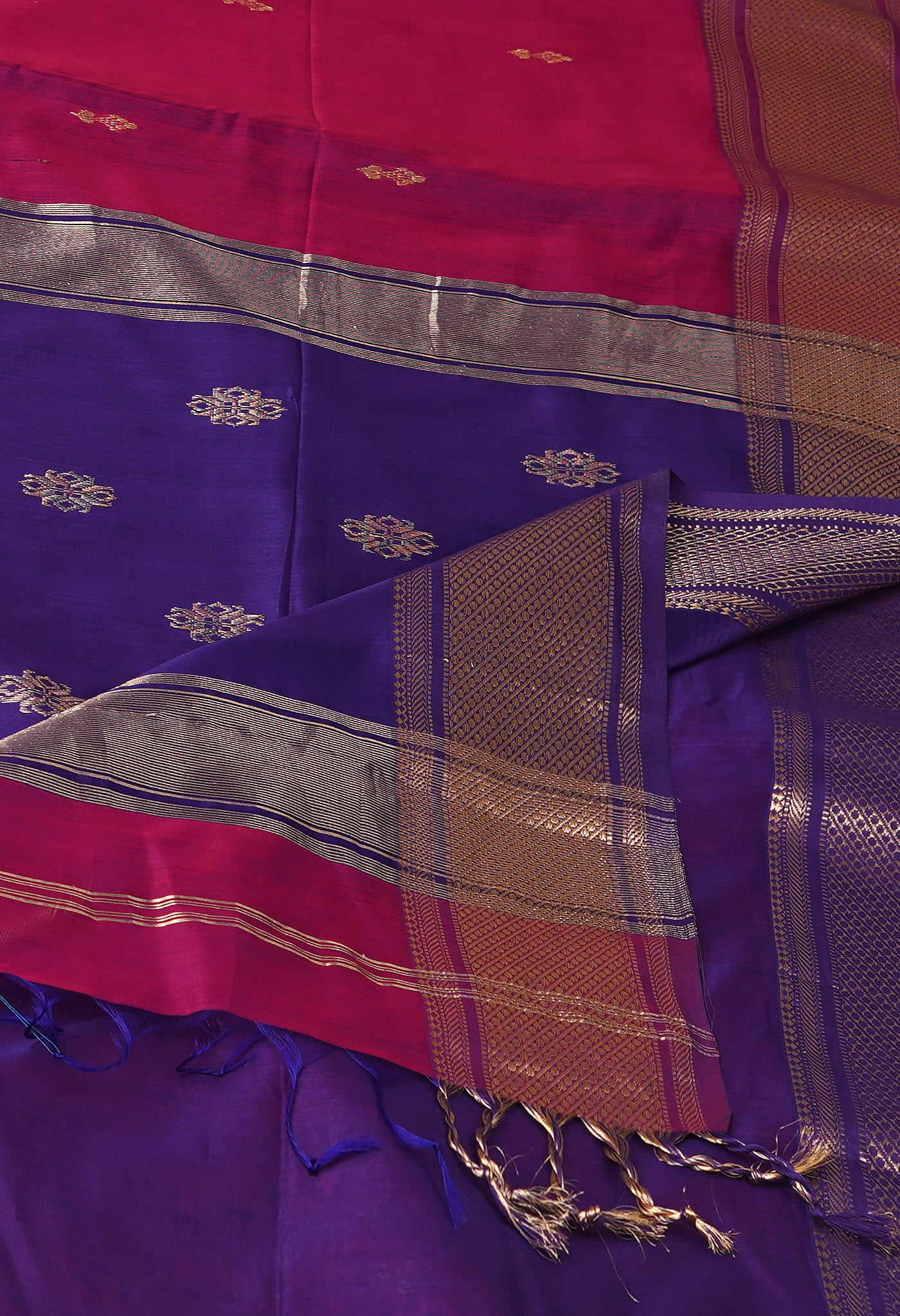 Pink-Violet Pure Handloom Maheshwari Sico Saree-UNM81376