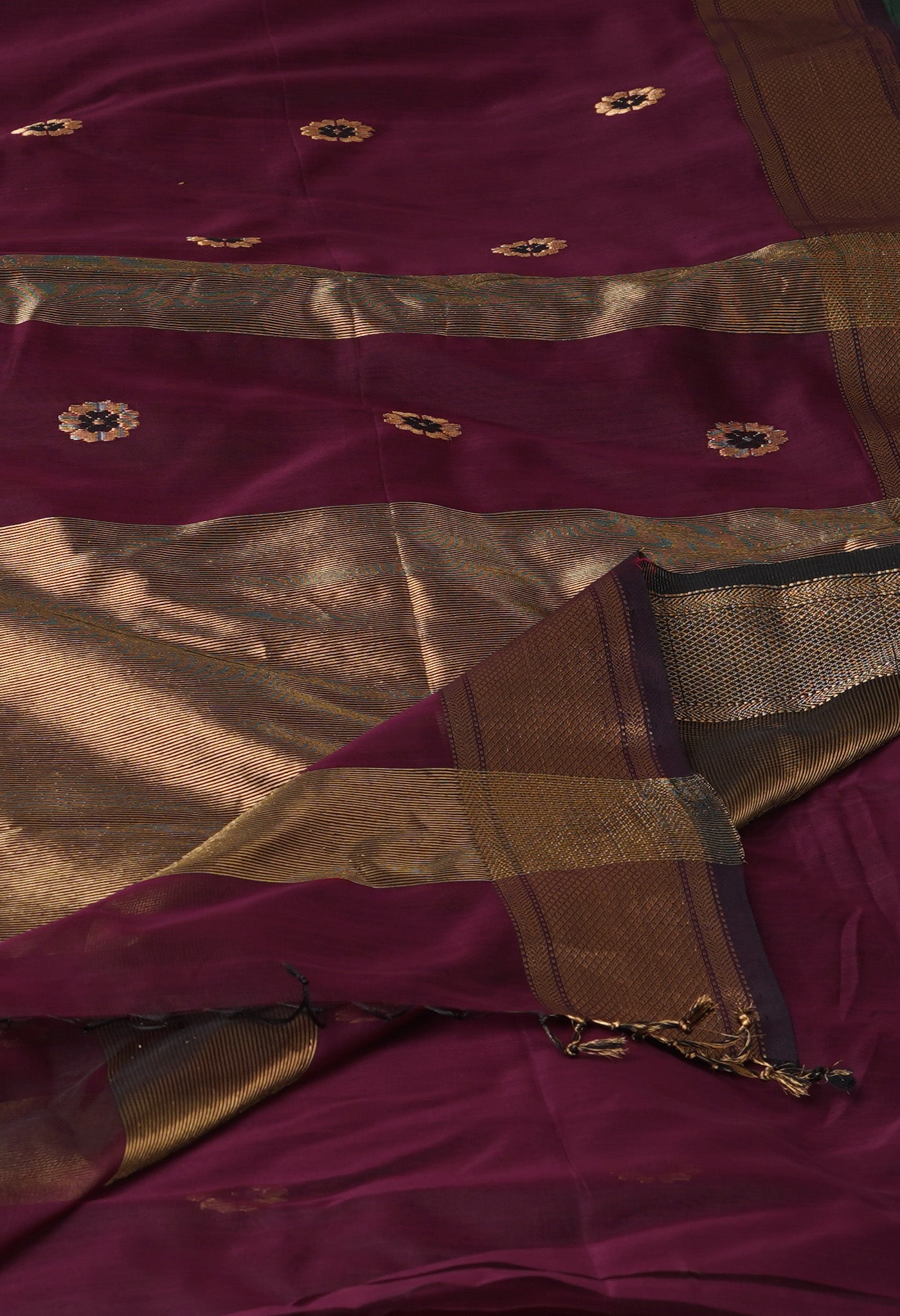 Dark Purple Pure Handloom Maheshwari Sico Saree-UNM81382