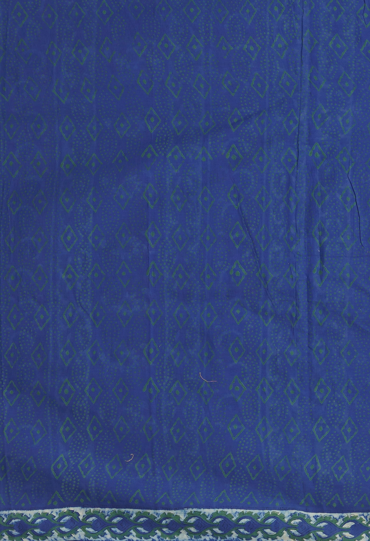 Blue Pure Hand Block Printed Soft Cotton Saree-UNM81389