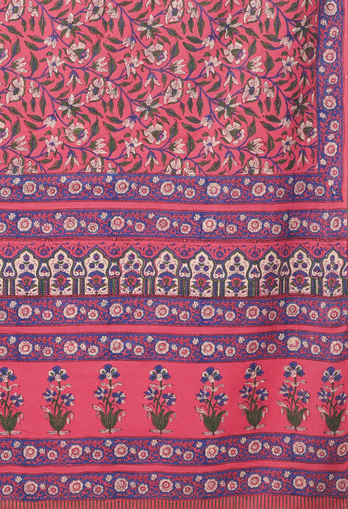 Pink Pure Hand Block Printed Soft Cotton Saree-UNM81400