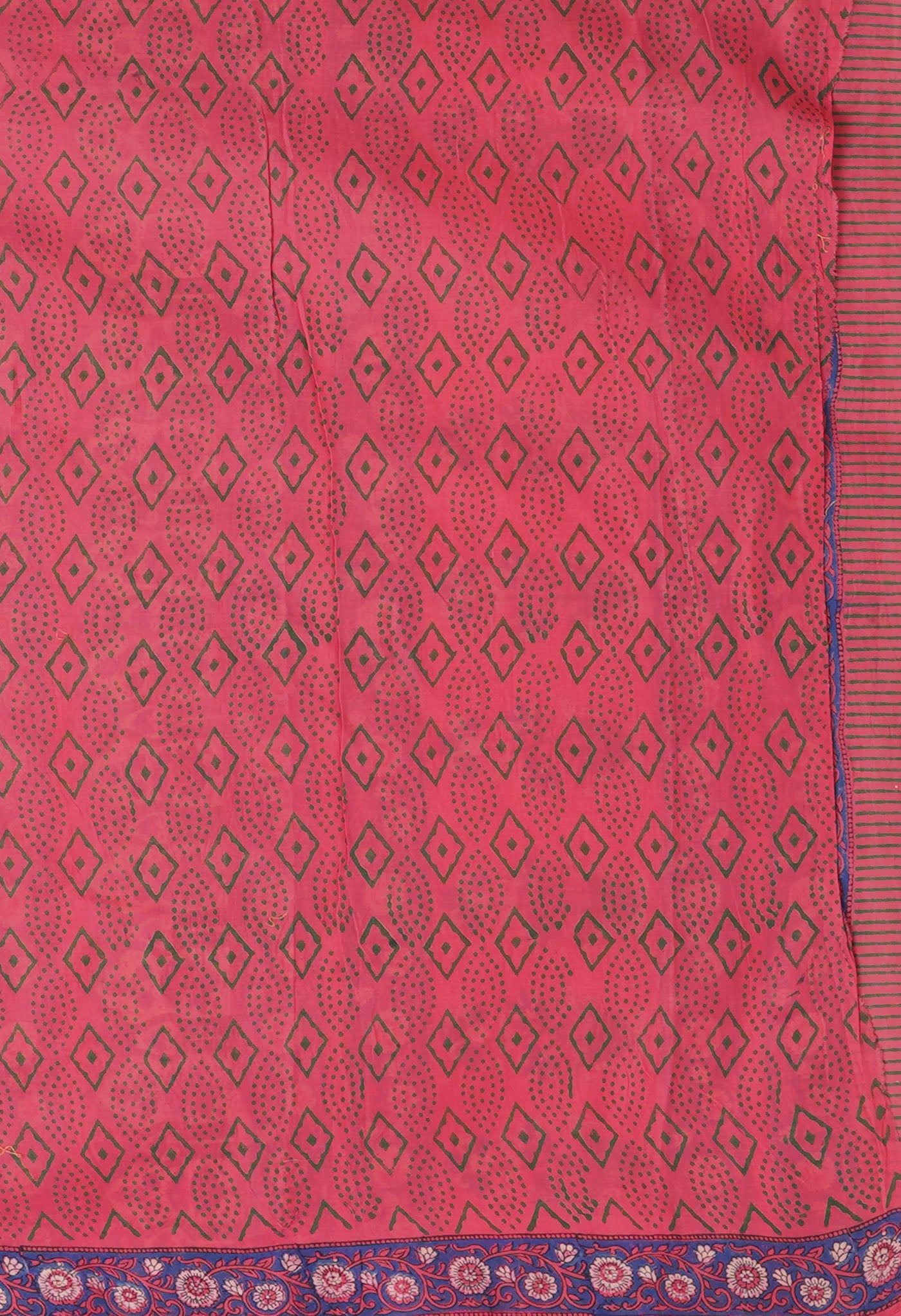 Pink Pure Hand Block Printed Soft Cotton Saree-UNM81400