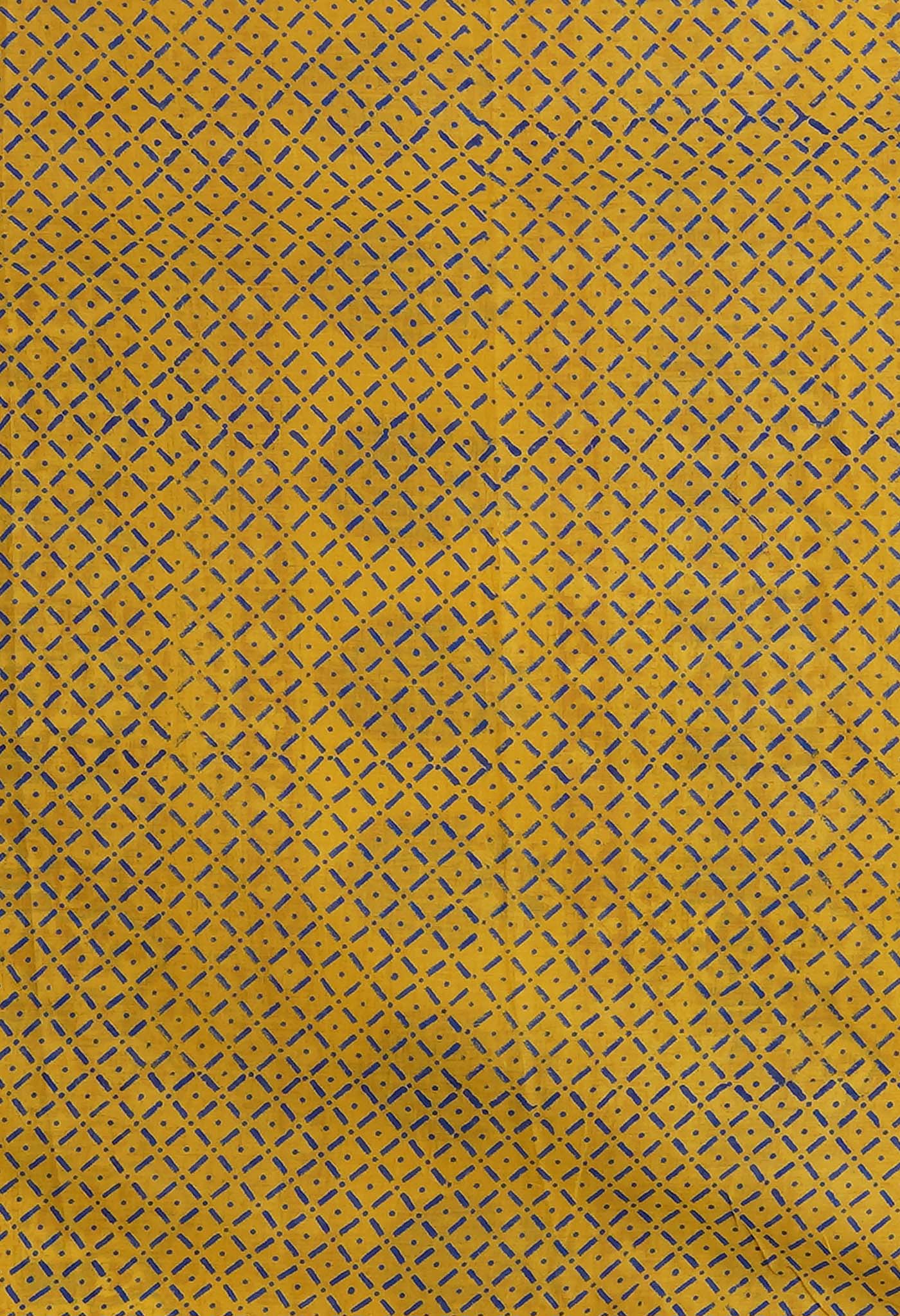 Yellow Pure Hand Block Printed Soft Cotton Saree-UNM81406