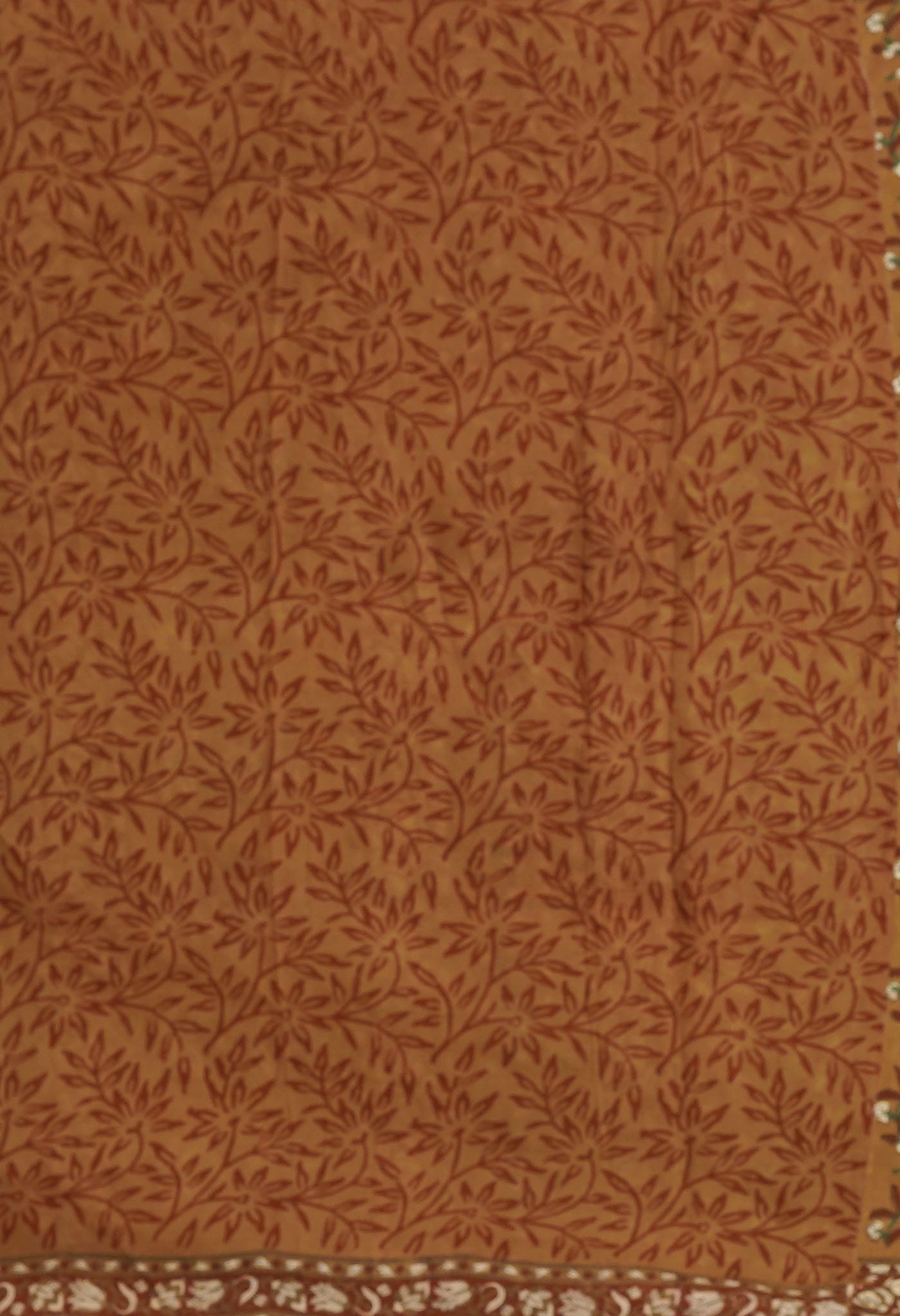 Brown Pure Hand Block Printed Soft Cotton Saree-UNM81412