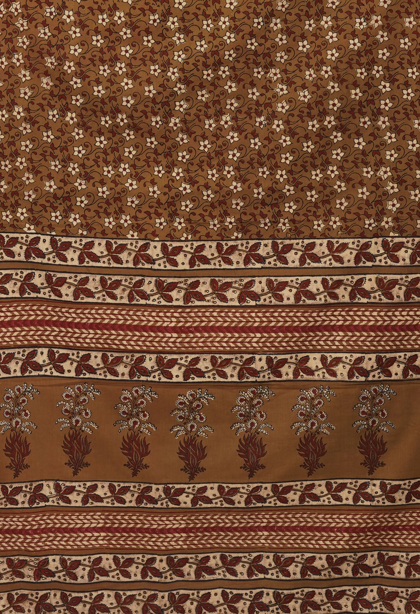 Brown Pure Hand Block Printed Soft Cotton Saree-UNM81415