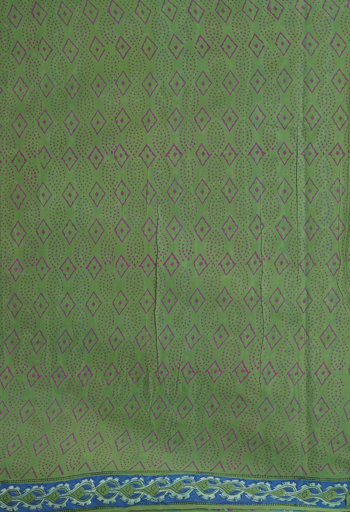 Green Pure Hand Block Printed Soft Cotton Saree-UNM81427