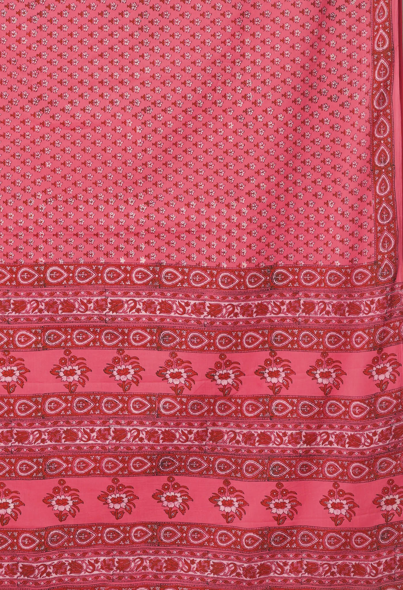 Pink Pure Hand Block Printed Soft Cotton Saree-UNM81430