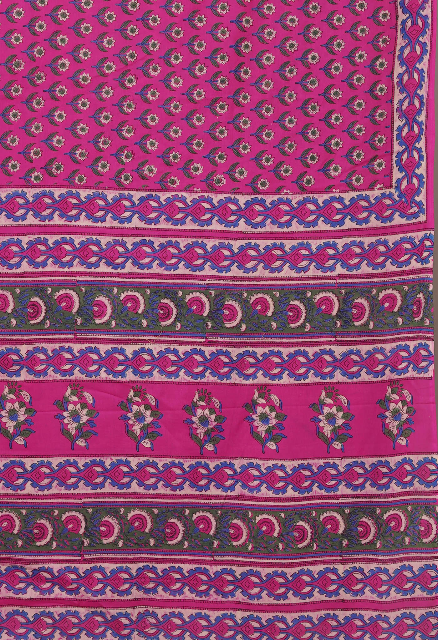 Pink Pure Hand Block Printed Soft Cotton Saree-UNM81436