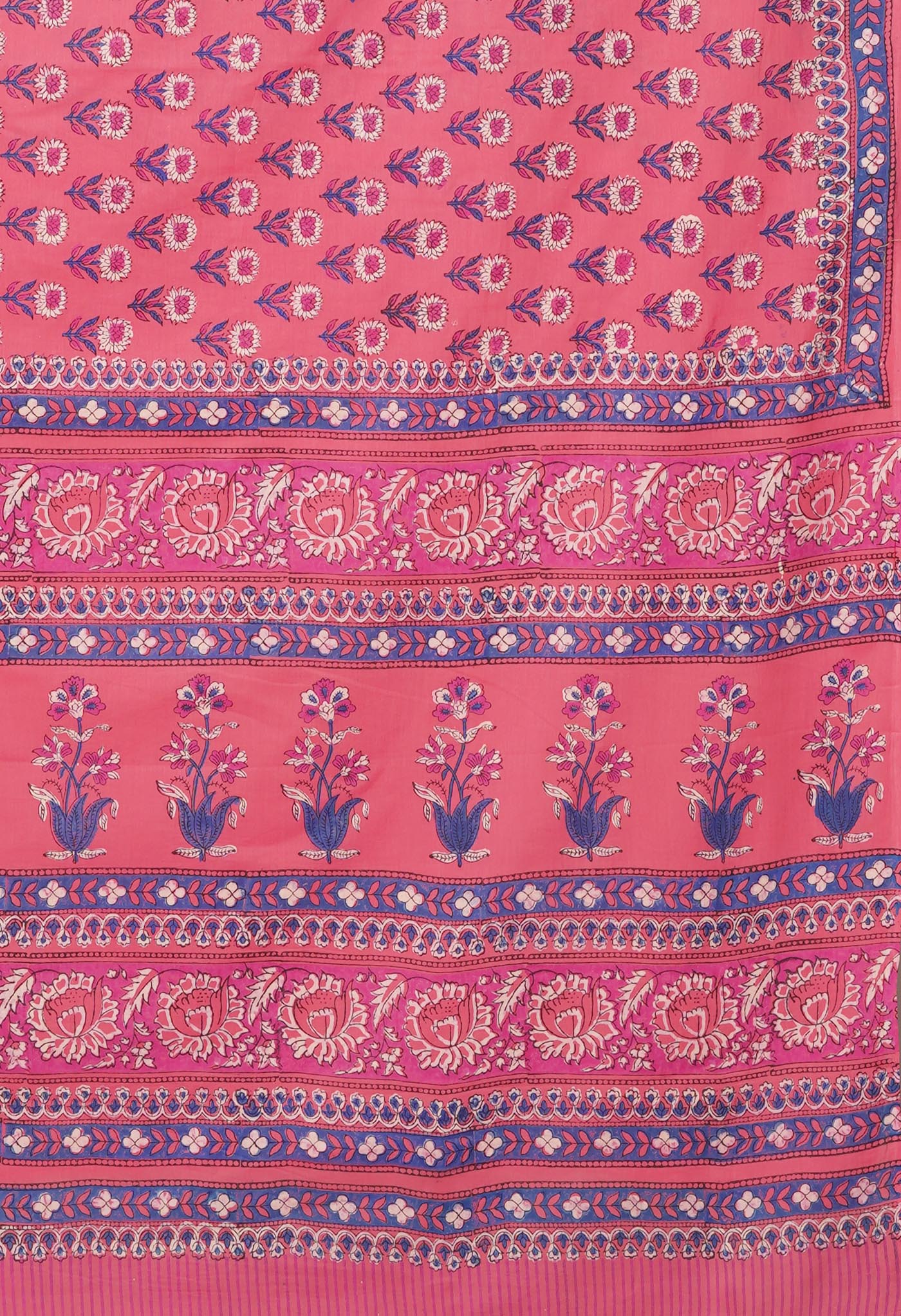 Pink Pure Hand Block Printed Soft Cotton Saree-UNM81441