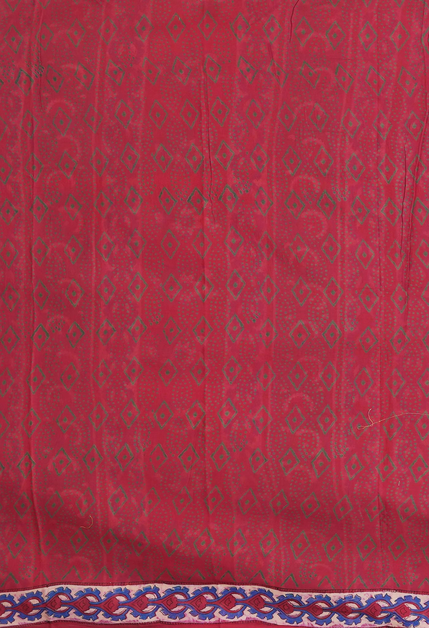 Red Pure Hand Block Printed Soft Cotton Saree-UNM81444