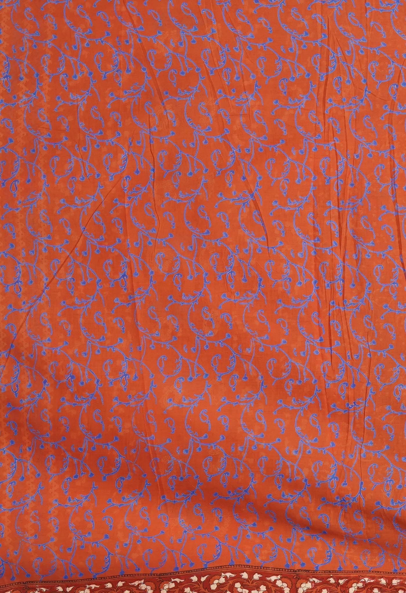 Orange Pure Hand Block Printed Soft Cotton Saree-UNM81446