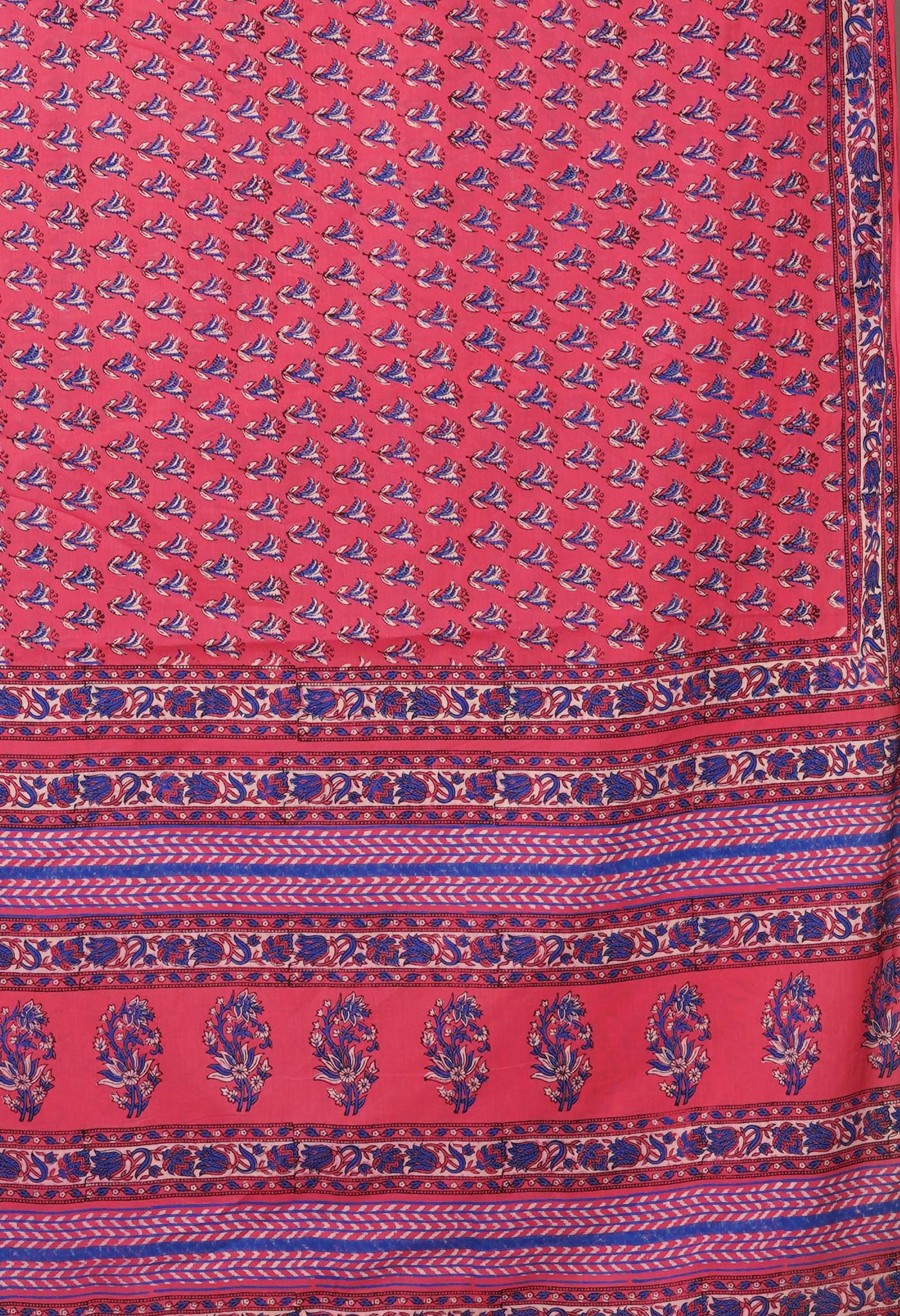 Pink Pure Hand Block Printed Soft Cotton Saree-UNM81449