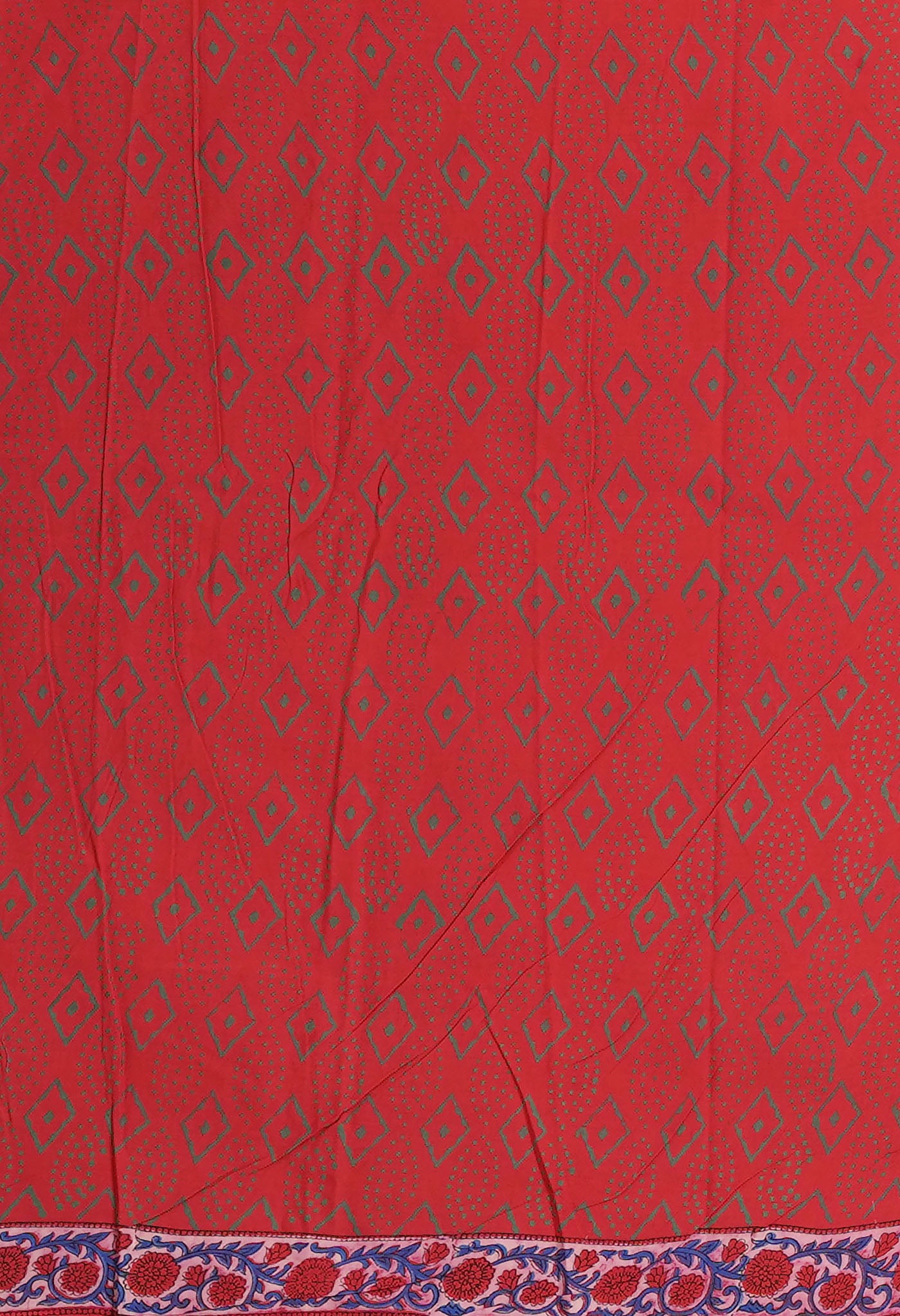 Red Pure Hand Block Printed Kota Saree-UNM81453