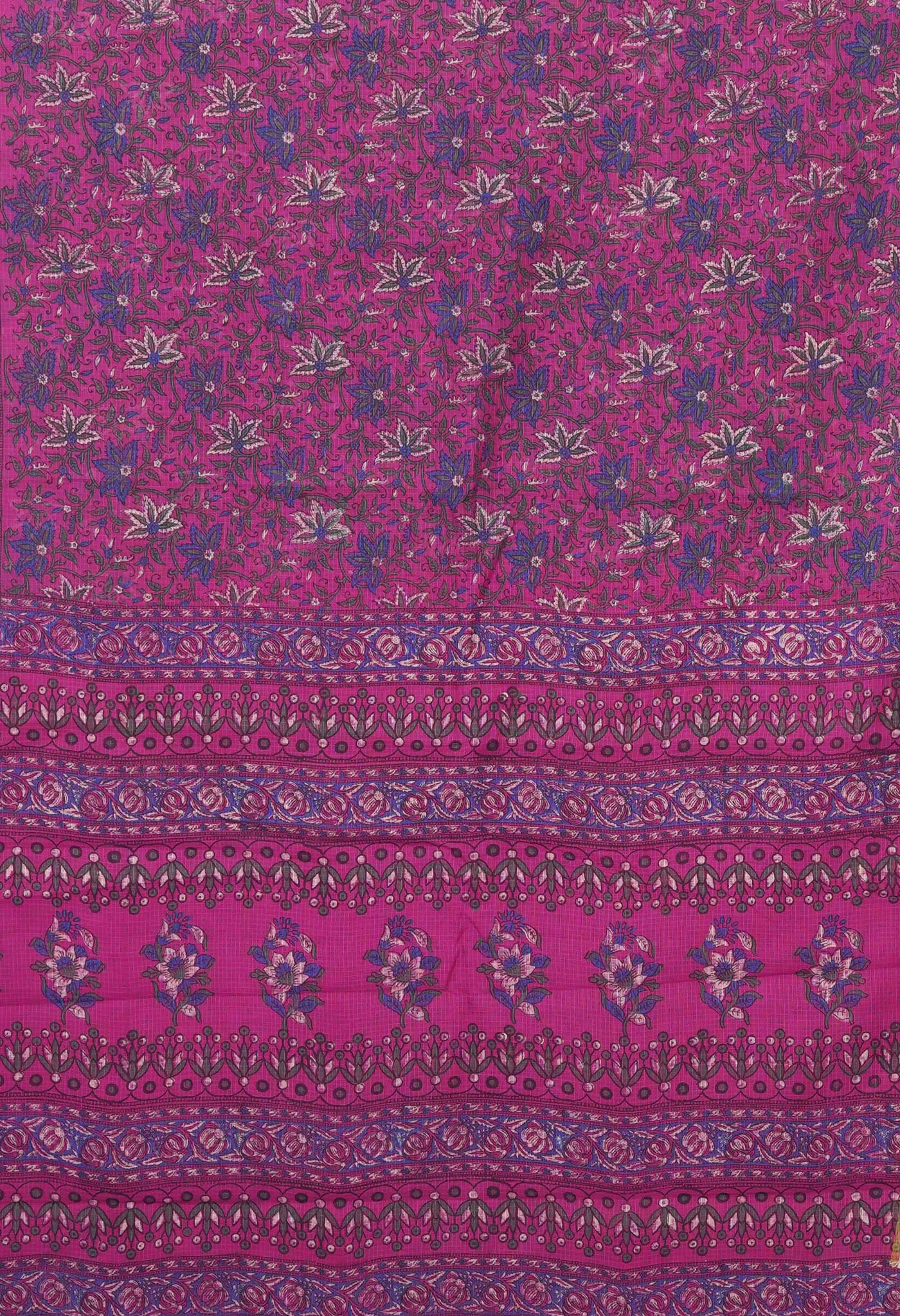 Pink Pure Hand Block Printed Kota Saree-UNM81454