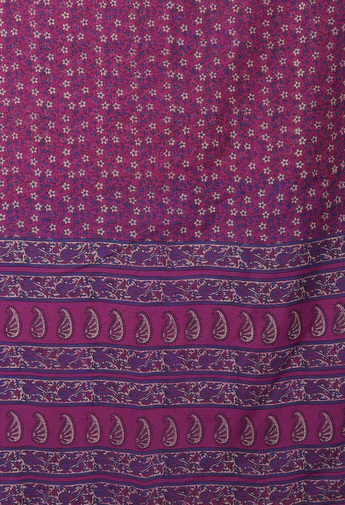 Pink Pure Hand Block Printed Kota Saree-UNM81460