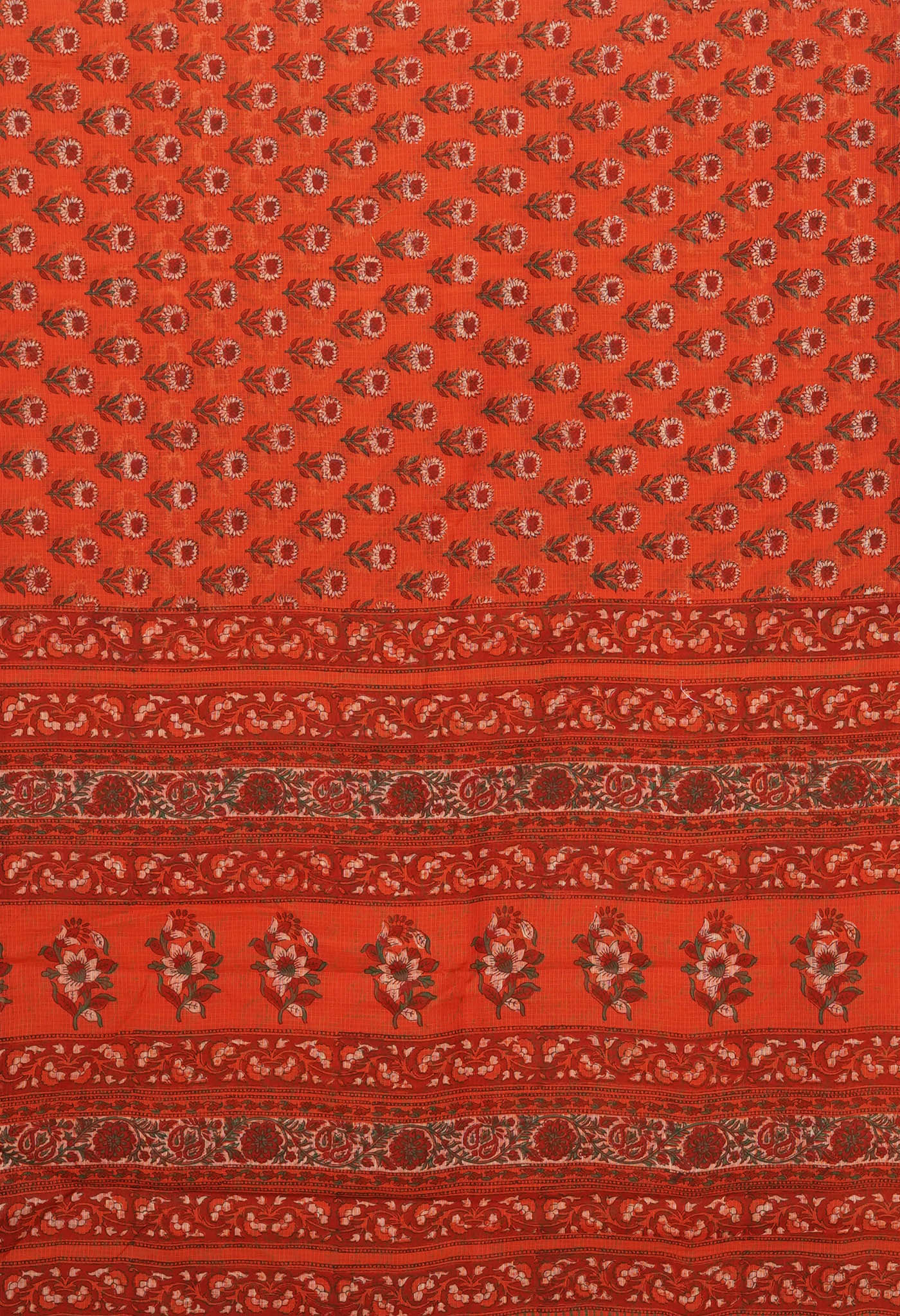 Orange Pure Hand Block Printed Kota Saree-UNM81468