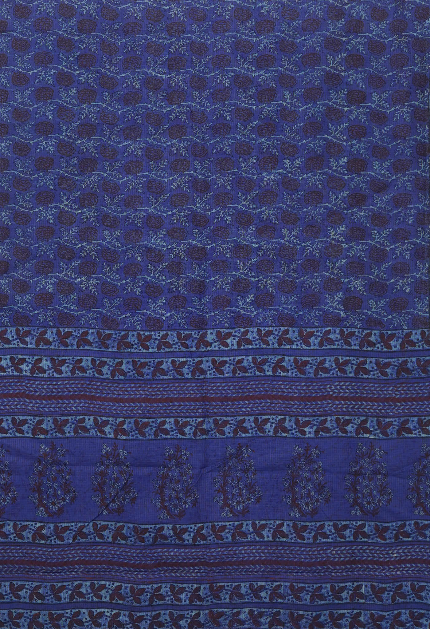 Blue Pure Hand Block Printed Kota Saree-UNM81469