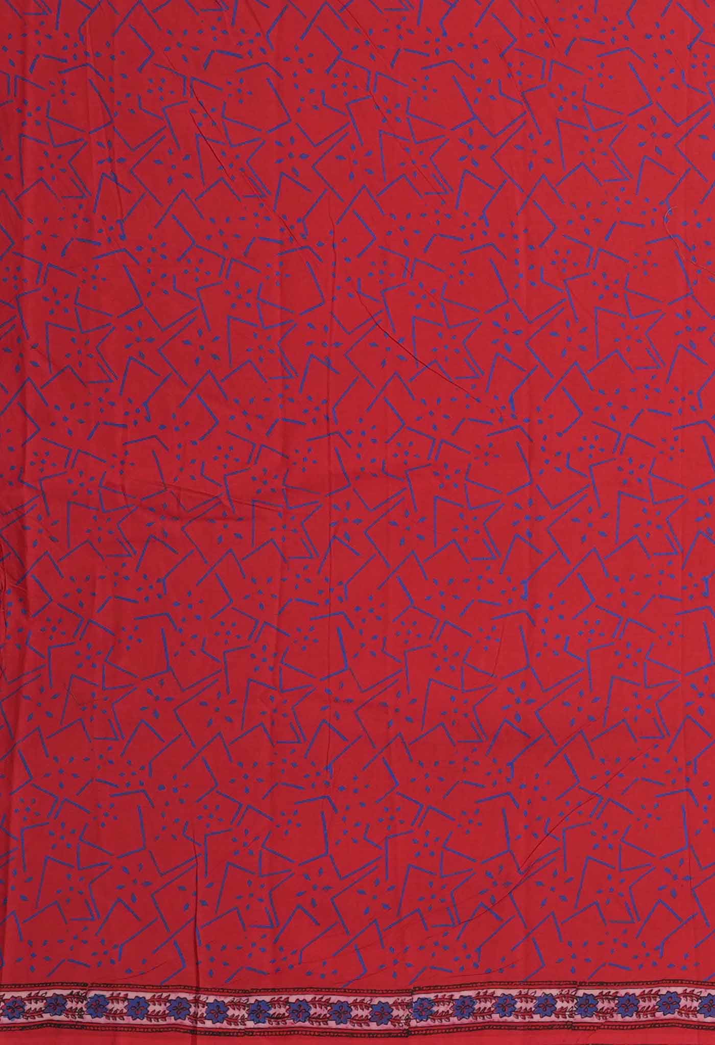 Red Pure Hand Block Printed Kota Saree-UNM81473