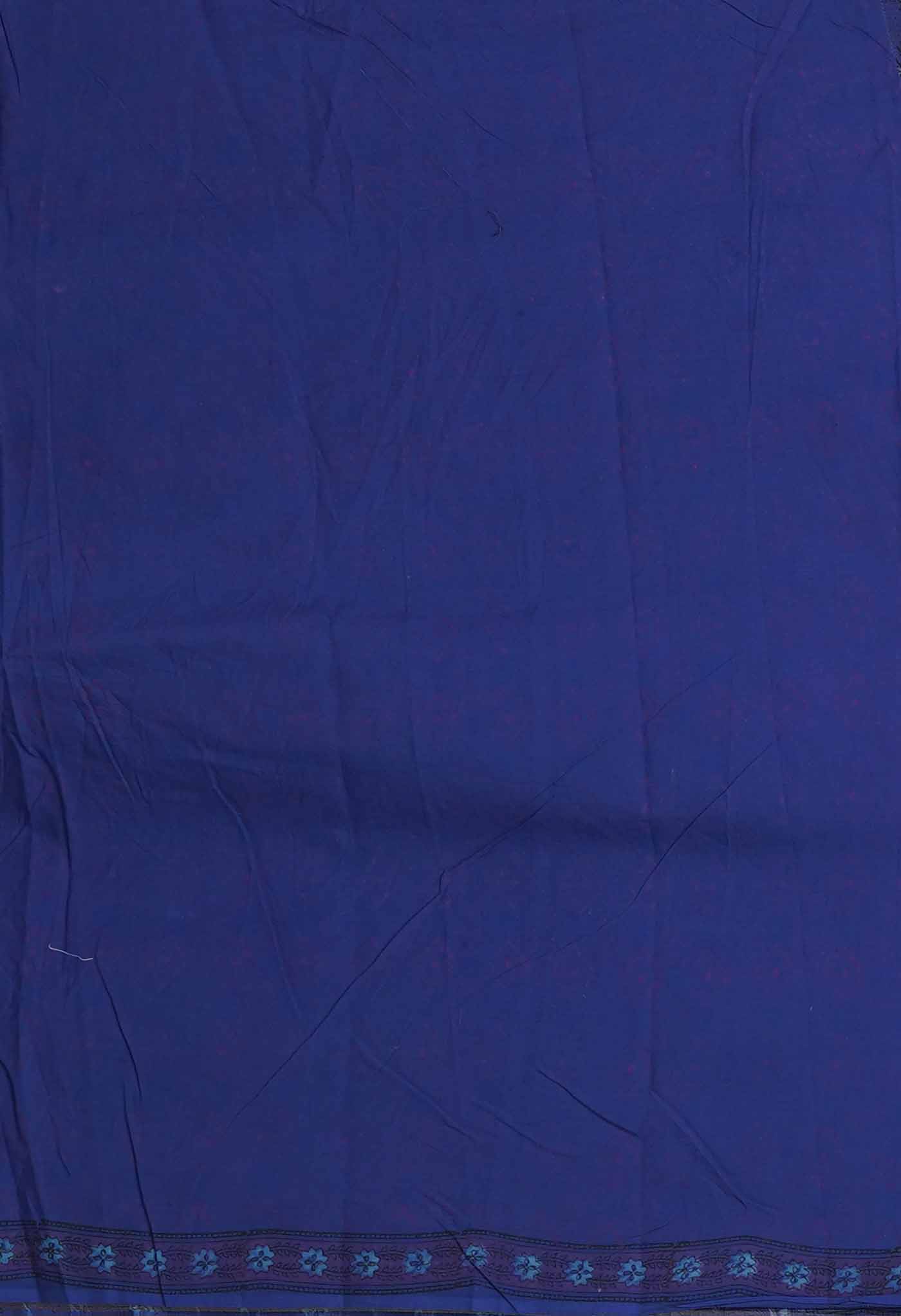 Blue Pure Hand Block Printed Kota Saree-UNM81474