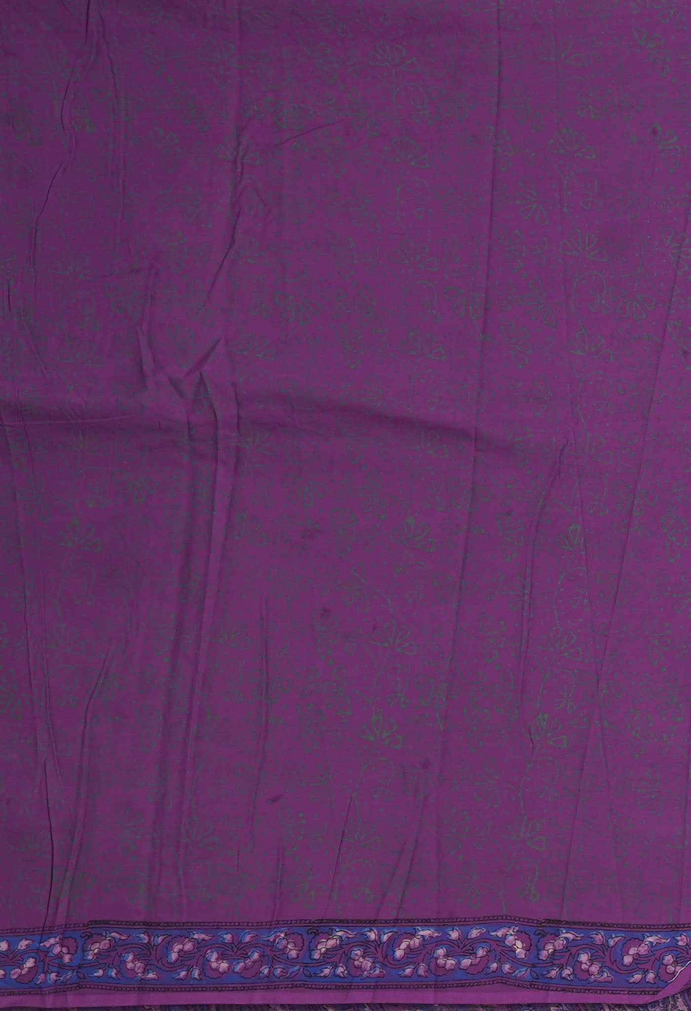 Purple Pure Hand Block Printed Kota Saree-UNM81487