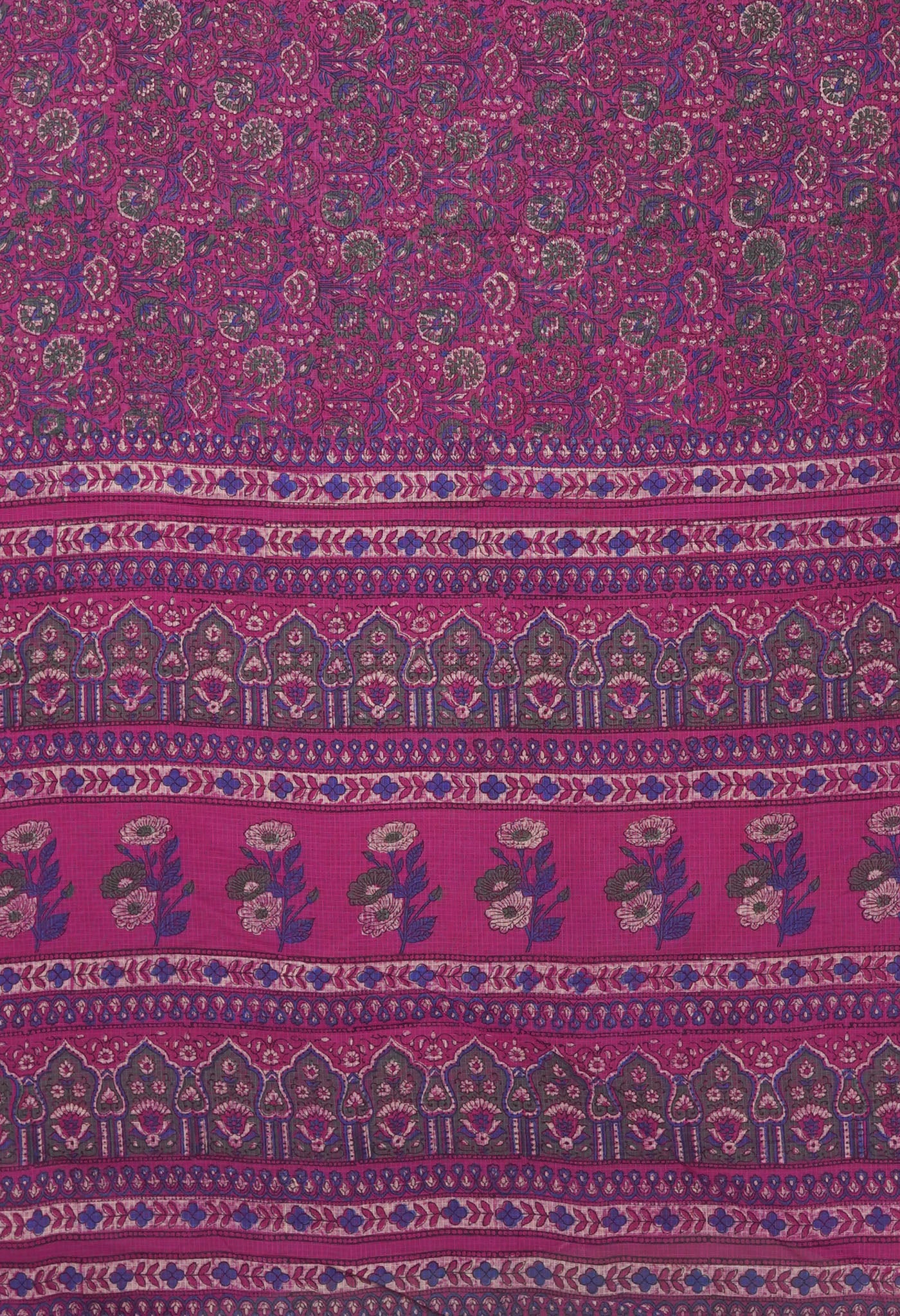 Pink Pure Hand Block Printed Kota Saree-UNM81504