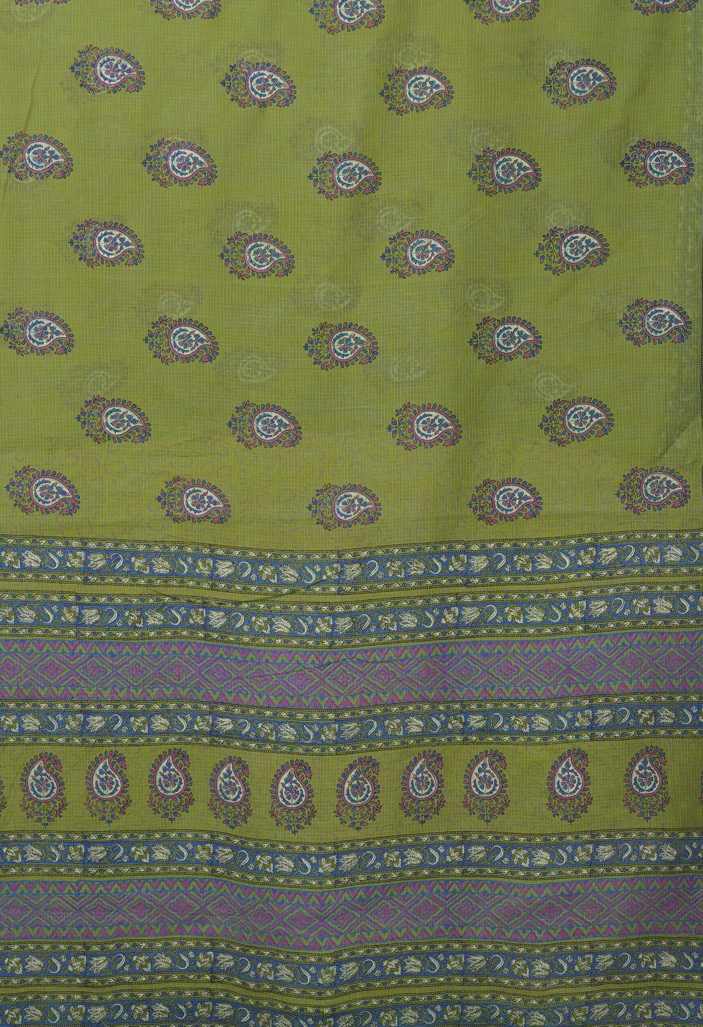 Green Pure Hand Block Printed Kota Saree-UNM81505