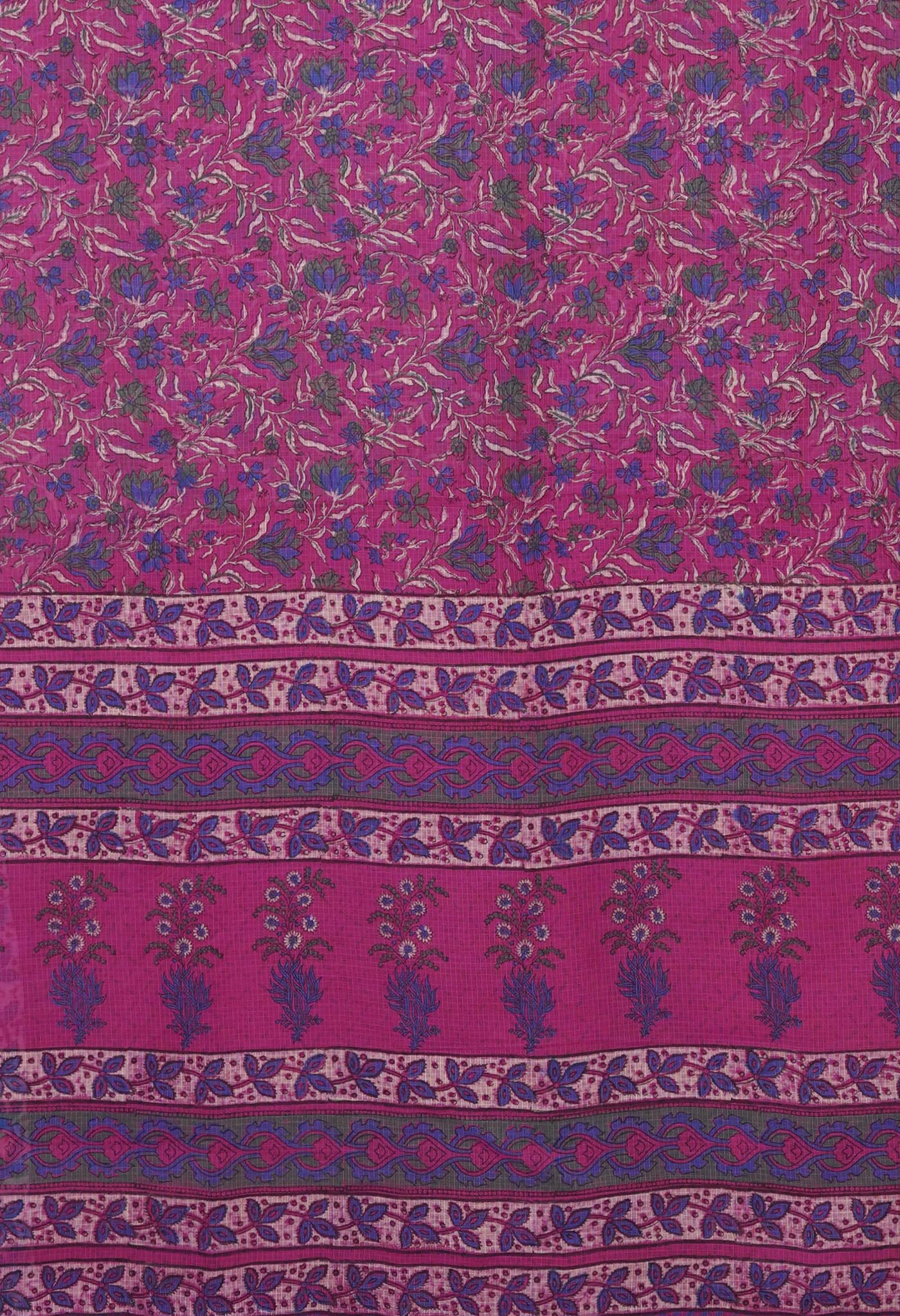 Pink Pure Hand Block Printed Kota Saree-UNM81506