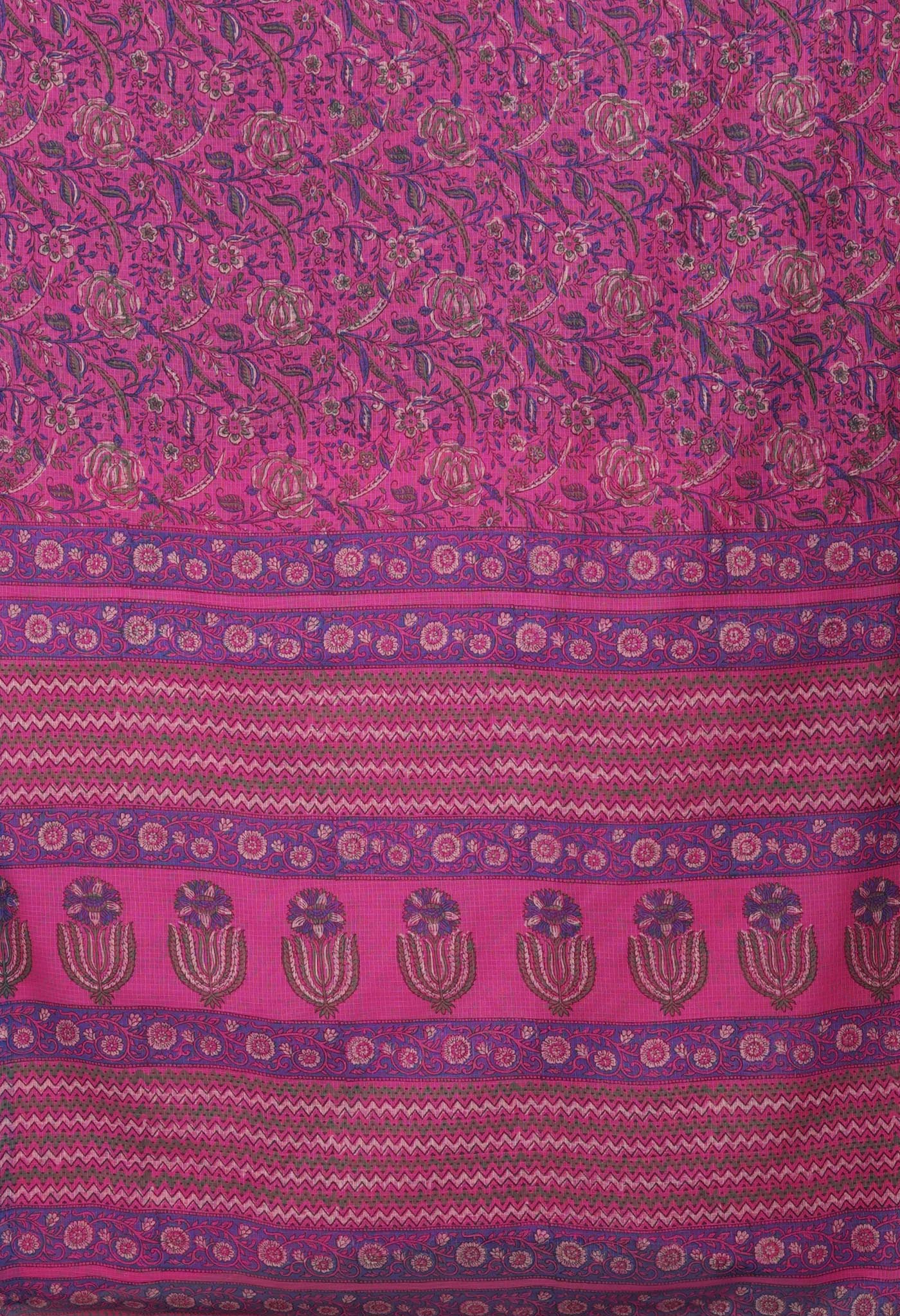 Pink Pure Hand Block Printed Kota Saree-UNM81508