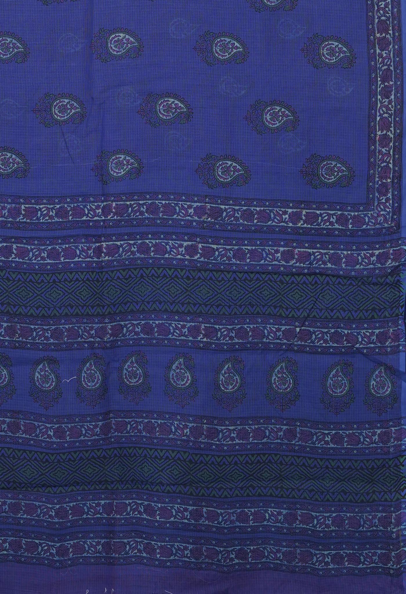 Blue Pure Hand Block Printed Kota Saree-UNM81510