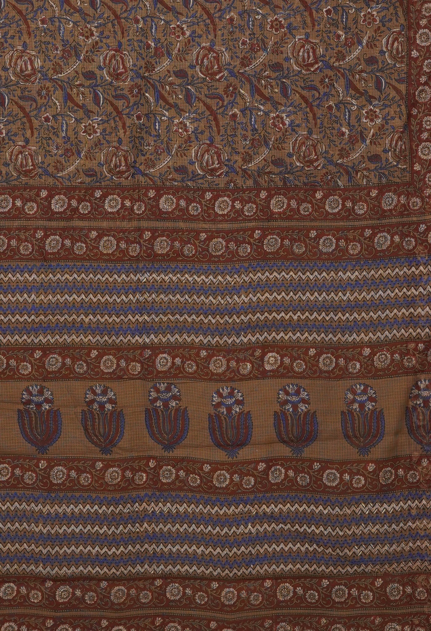 Brown Pure Hand Block Printed Kota Saree-UNM81515