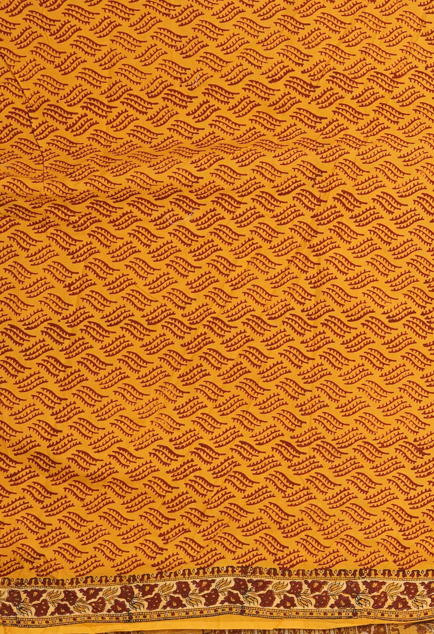 Yellow Pure Hand Block Printed Kota Saree-UNM81516