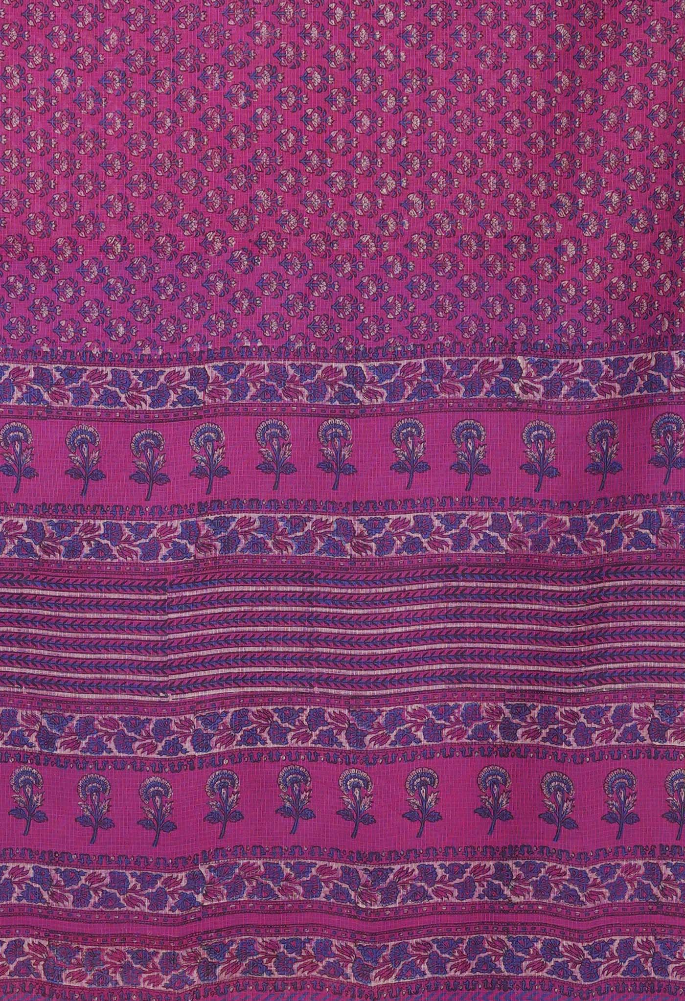 Pink Pure Hand Block Printed Kota Saree-UNM81541