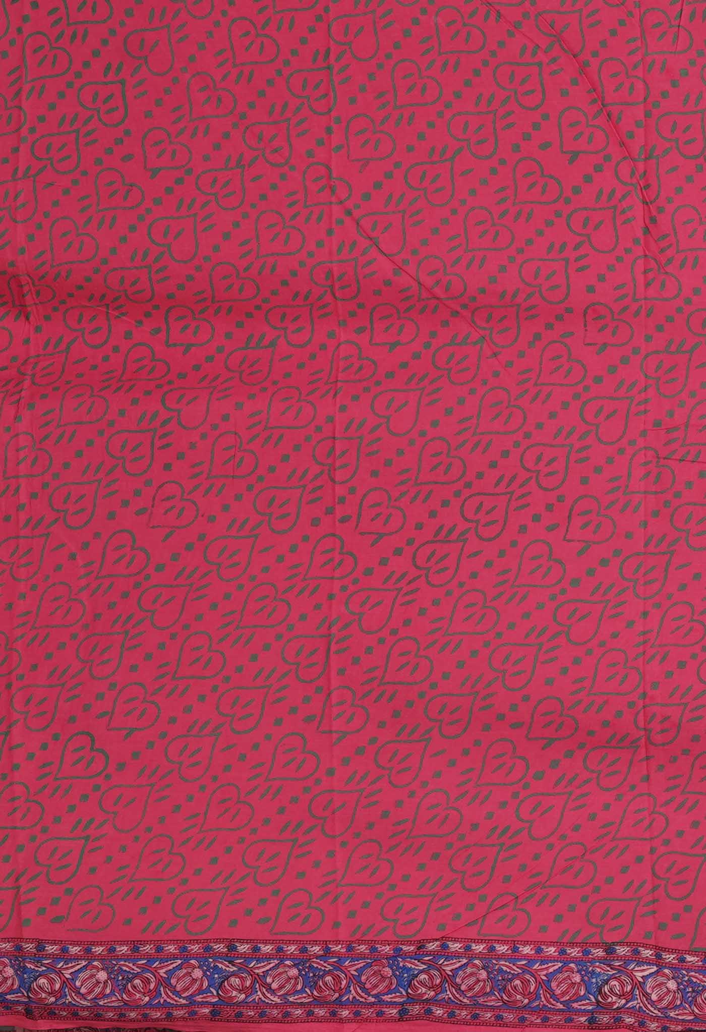 Pink Pure Hand Block Printed Kota Saree-UNM81544