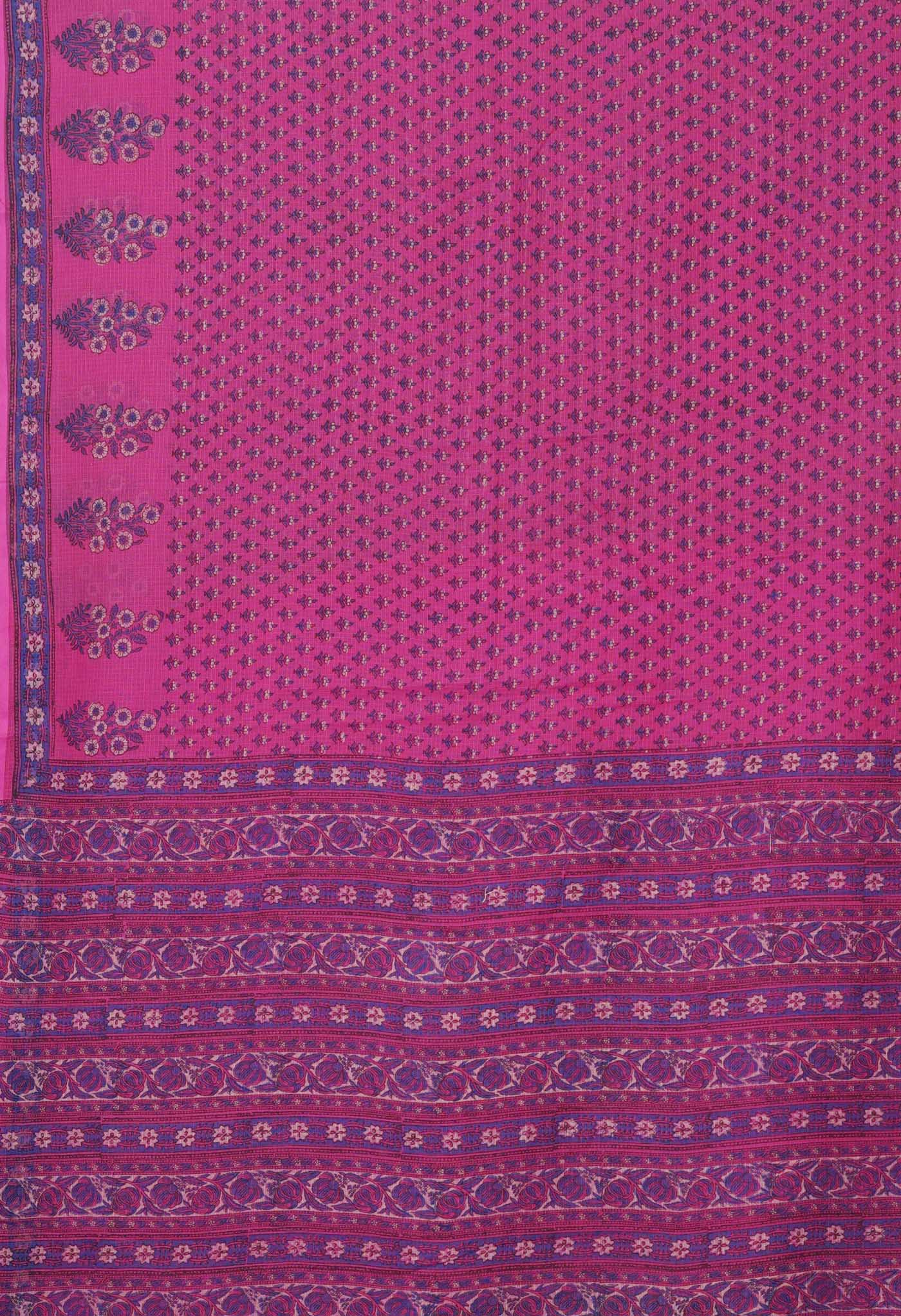 Pink Pure Hand Block Printed Kota Saree-UNM81546