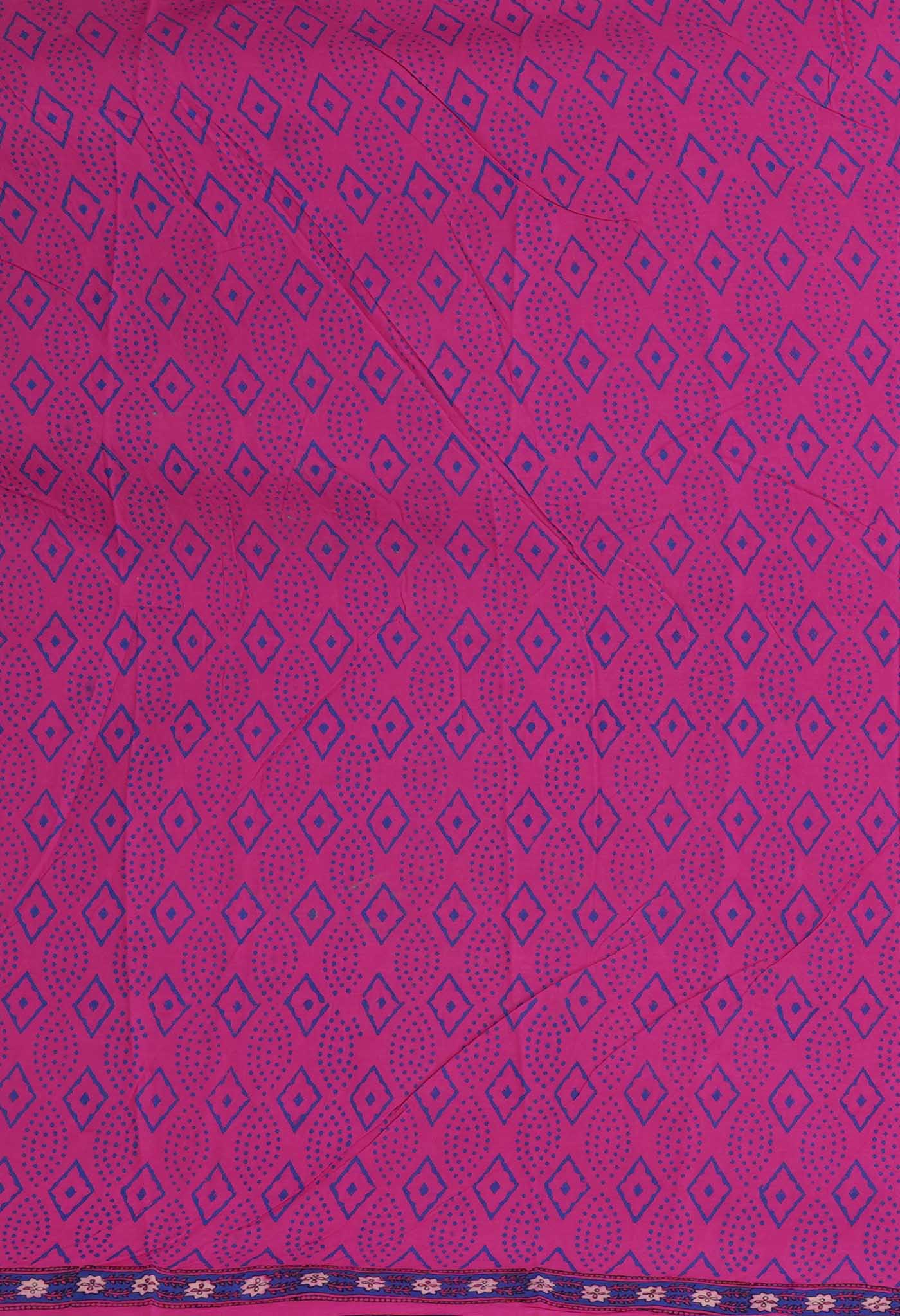 Pink Pure Hand Block Printed Kota Saree-UNM81546