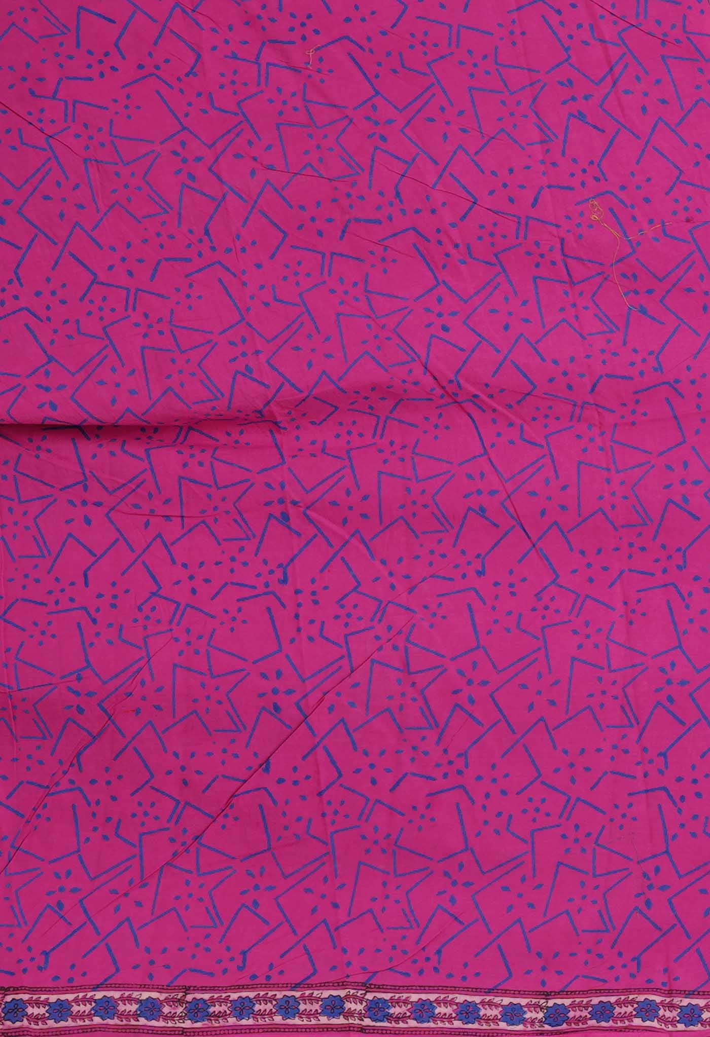 Pink Pure Hand Block Printed Kota Saree-UNM81548