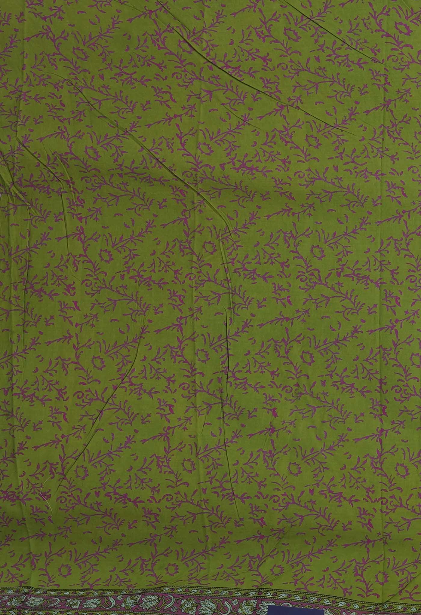 Green Pure Hand Block Printed Kota Saree-UNM81549