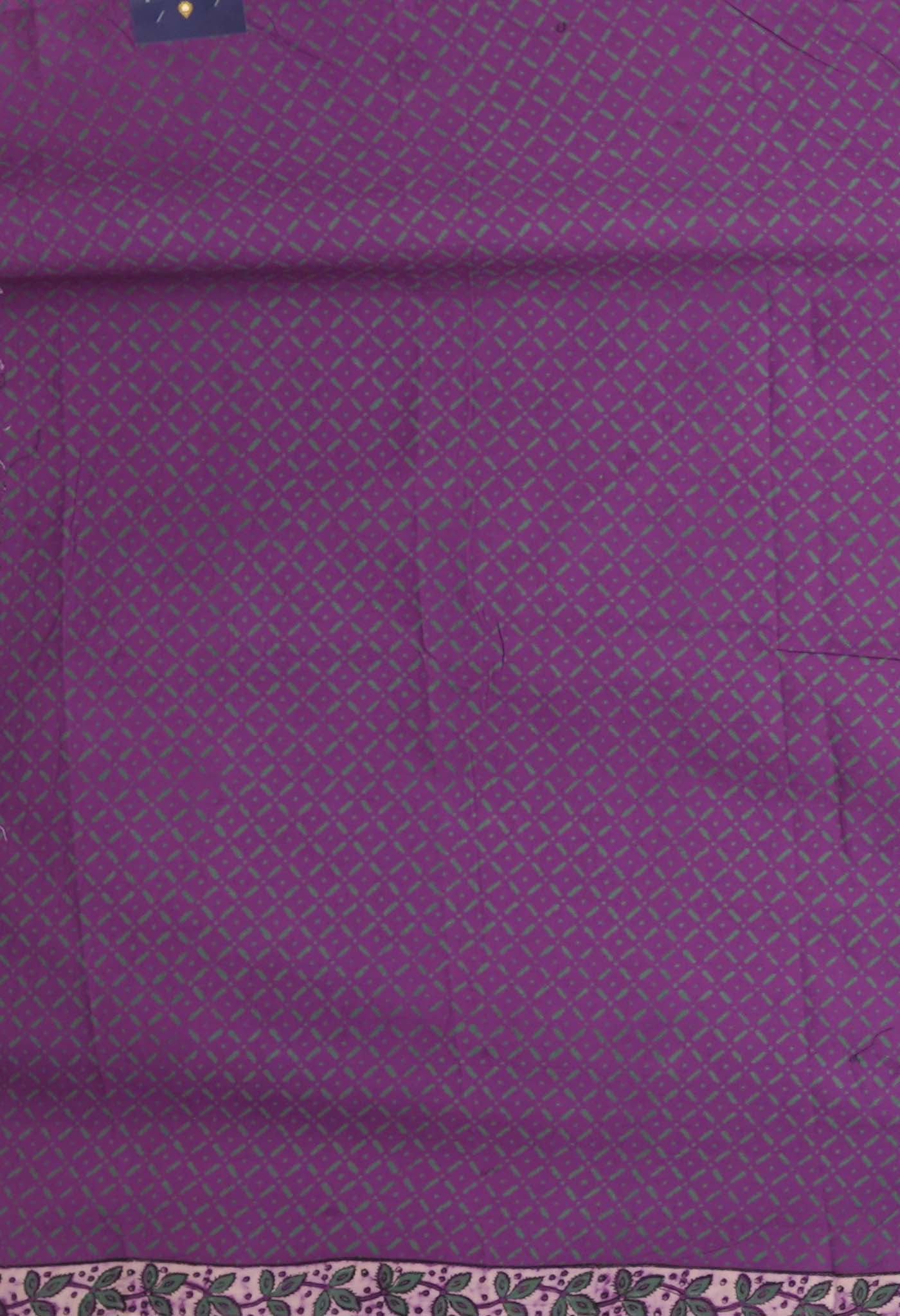 Purple Pure Hand Block Printed Kota Saree-UNM81551