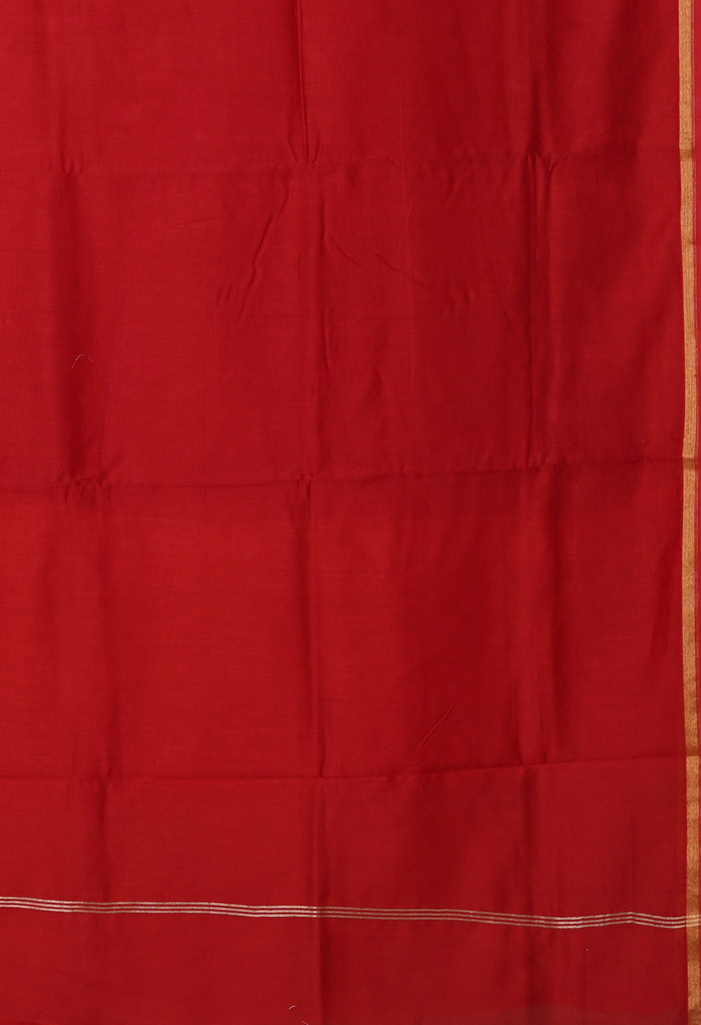 Red Pure Plain Chanderi Sico Saree With Kalamkari Blouse Piece-UNM81557