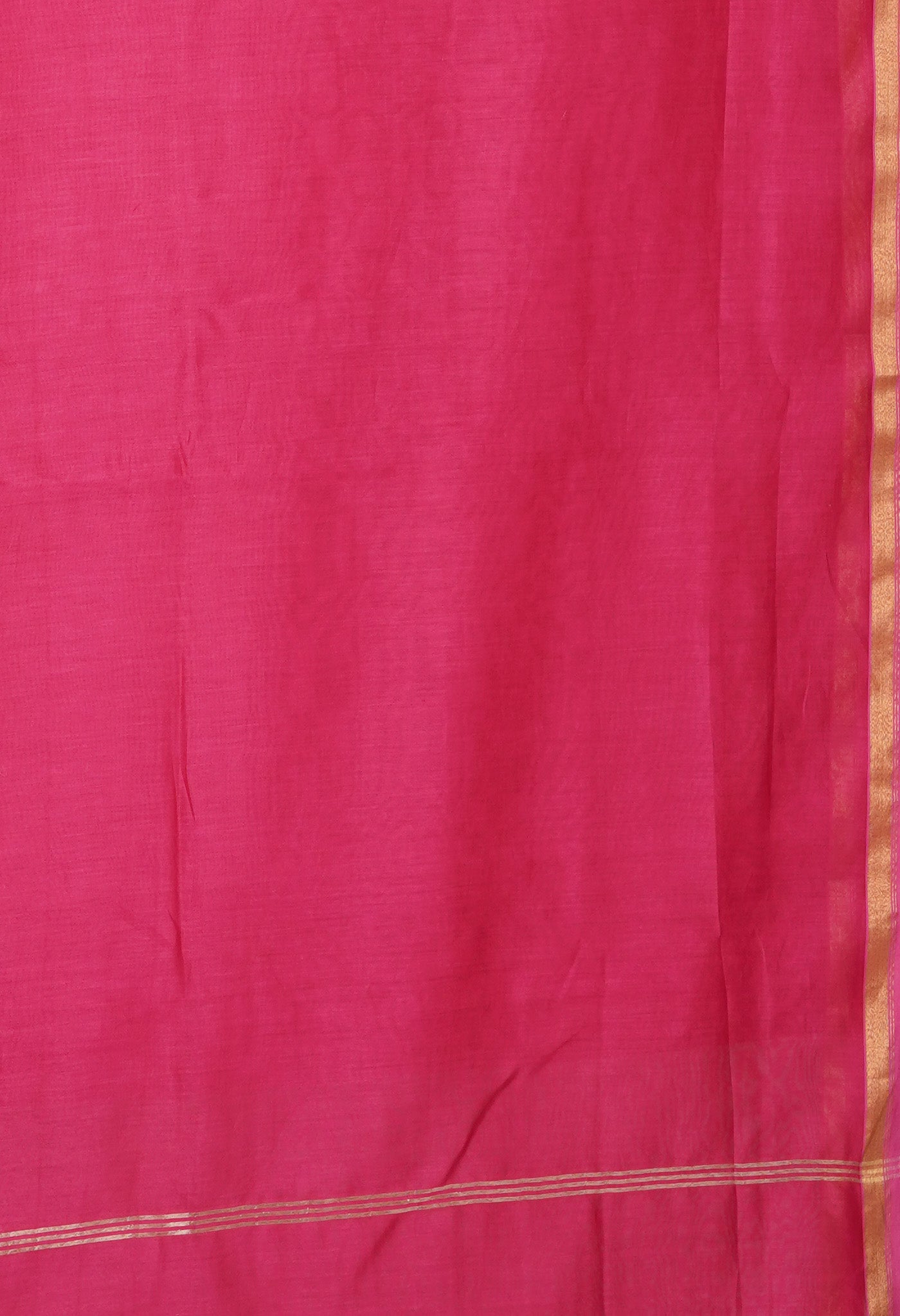 Pink Pure Plain Chanderi Sico Saree With Kalamkari Blouse Piece-UNM81559